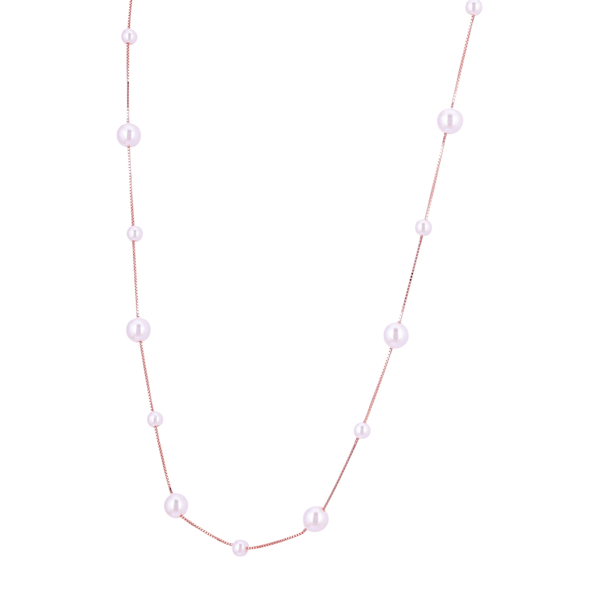 925 Sterling Silver Pearl Drift Rose Gold Chain For Women