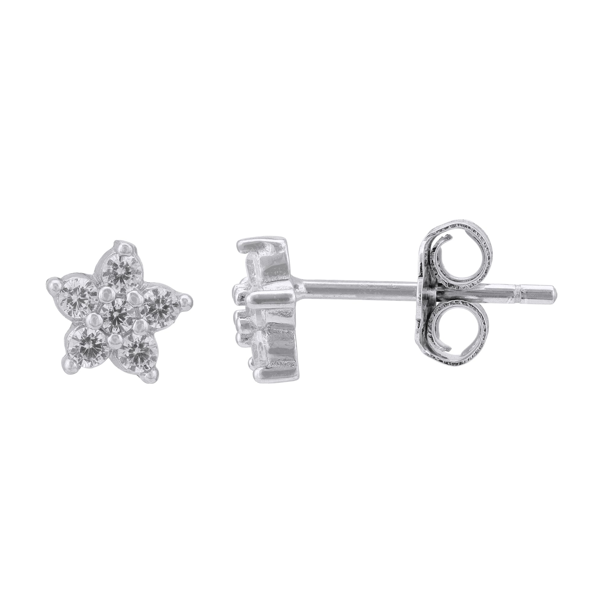 925 Sterling Silver Petite Starburst Cluster Earrings for Women