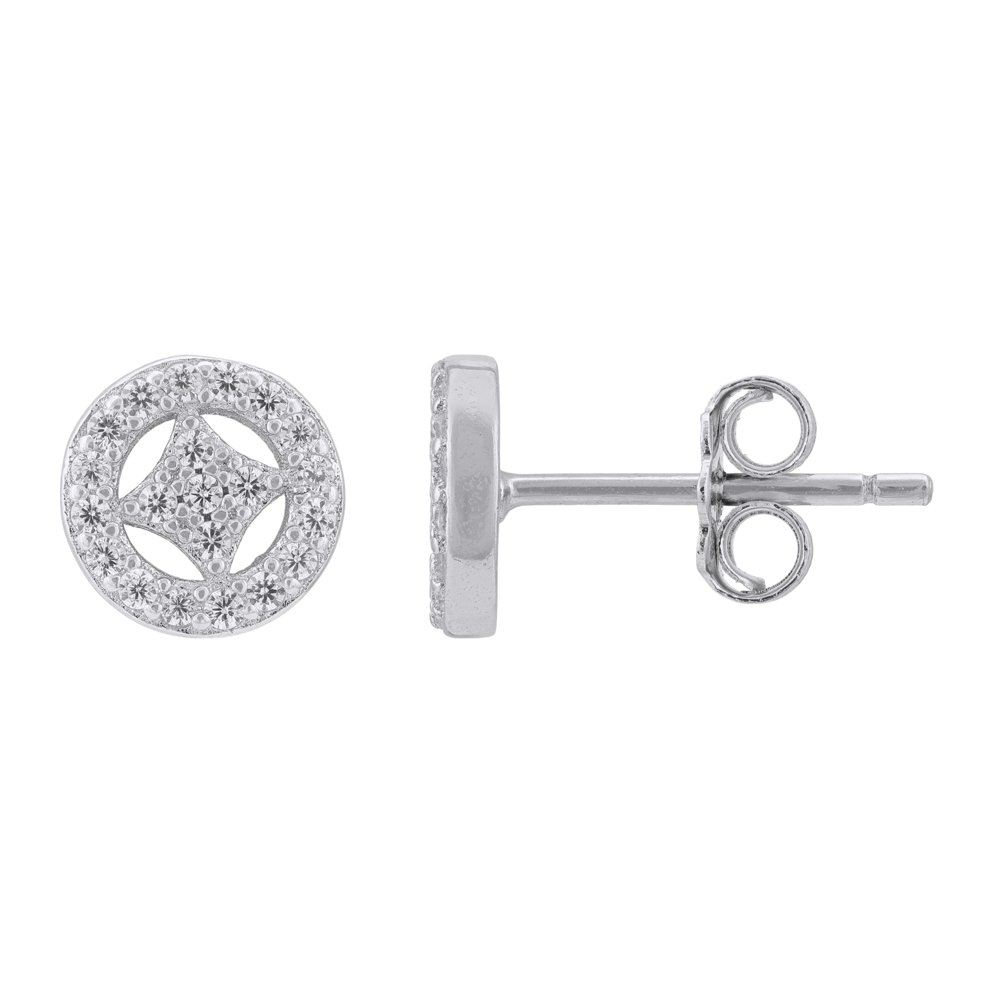 925 Sterling Silver Radiant Mandala Cutwork Stud Earrings for Women