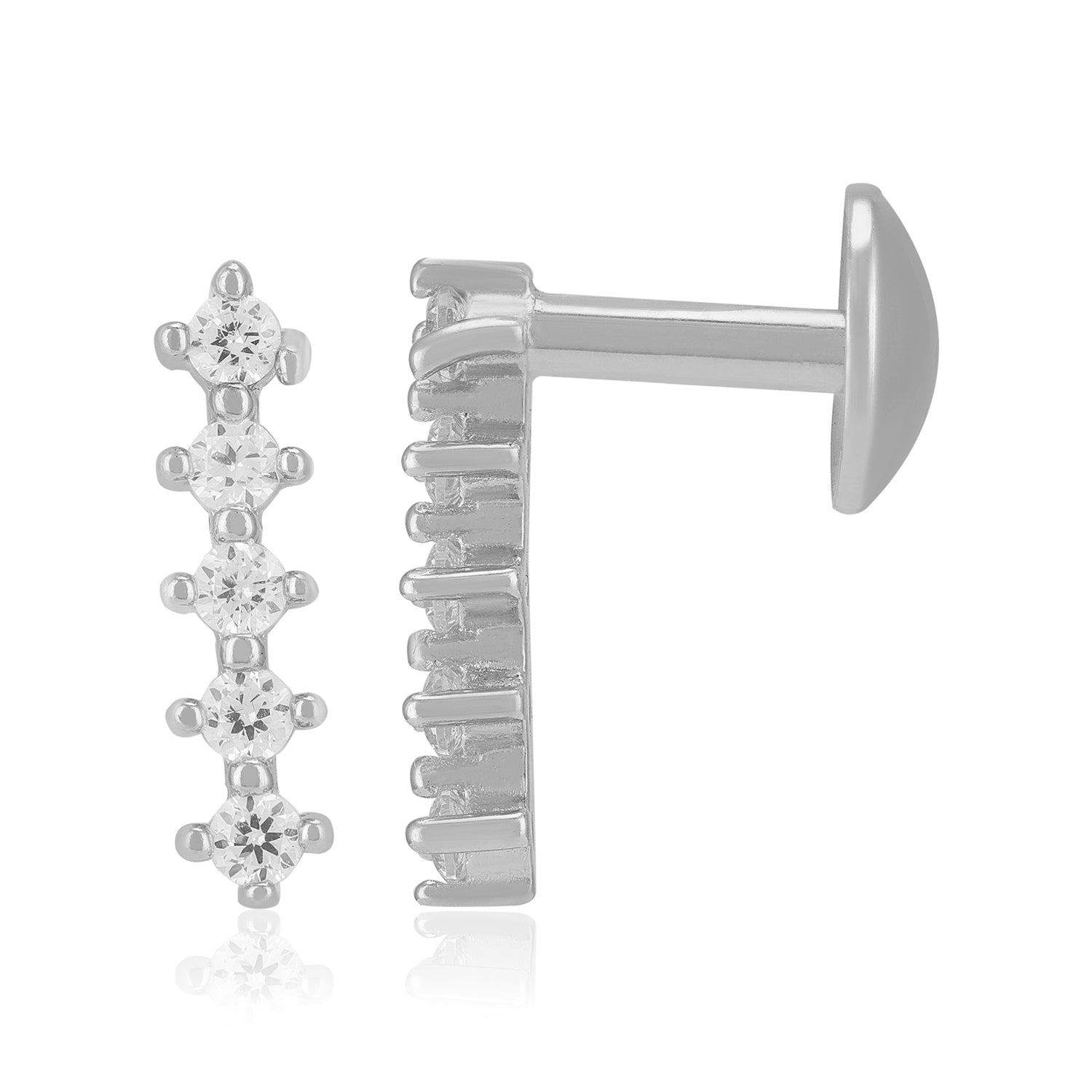 925 Sterling Silver Rhodium Five Stone Drop Earrings For Women