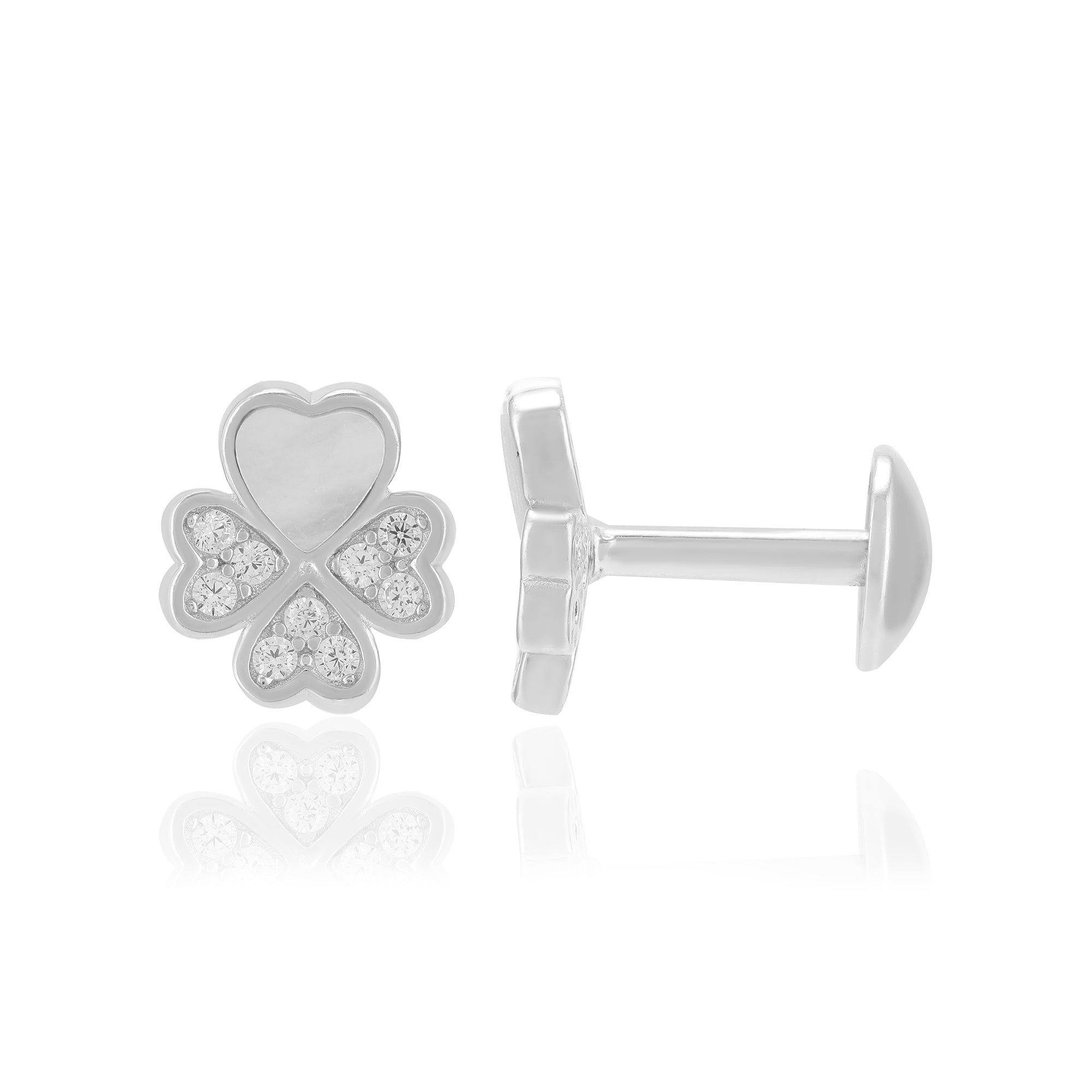 925 Sterling Silver Heart Shaped Petals Earrings For Women
