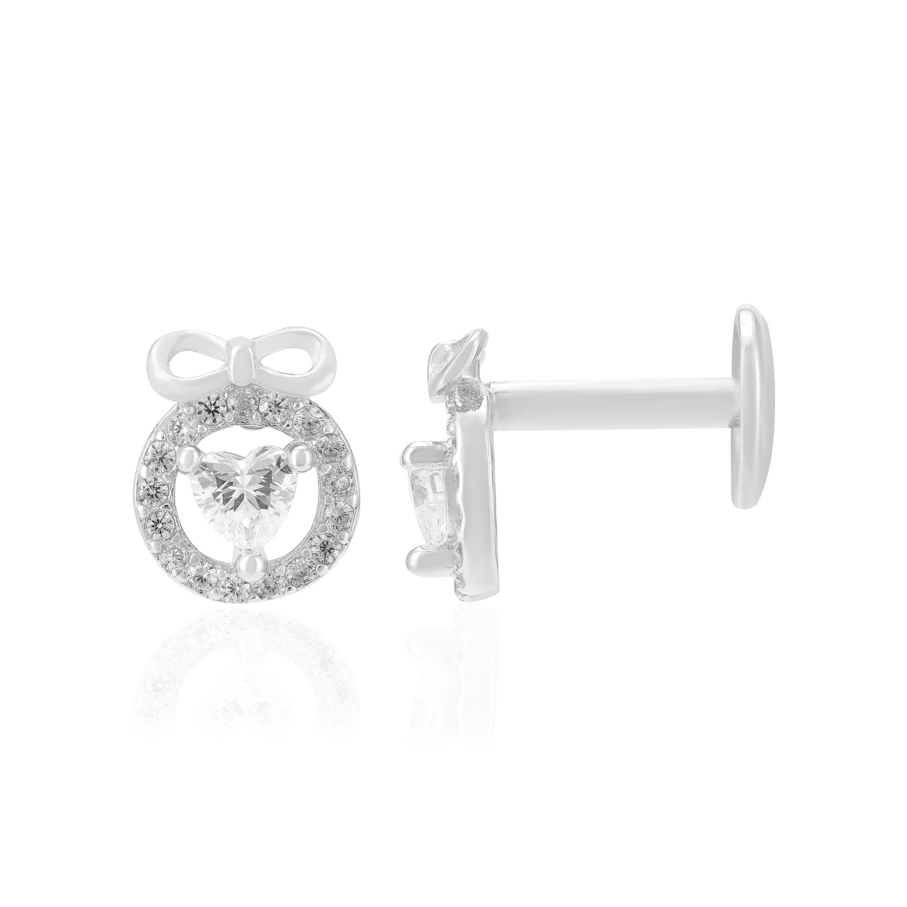 925 Sterling Silver Rhodium Knotted Love Heart Earrings For Women