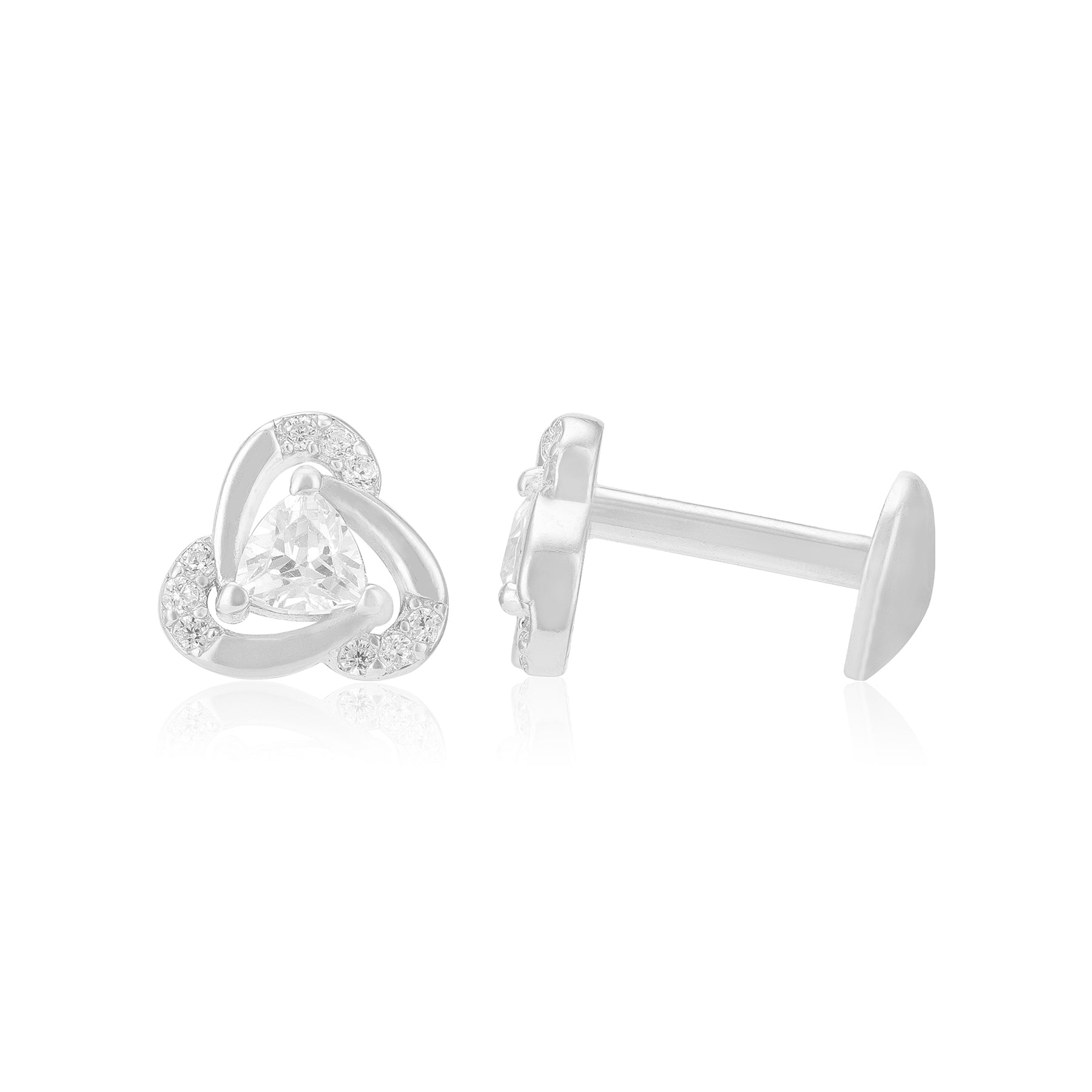 925 Sterling Silver Rhodium Modern Triangle Earrings for Women
