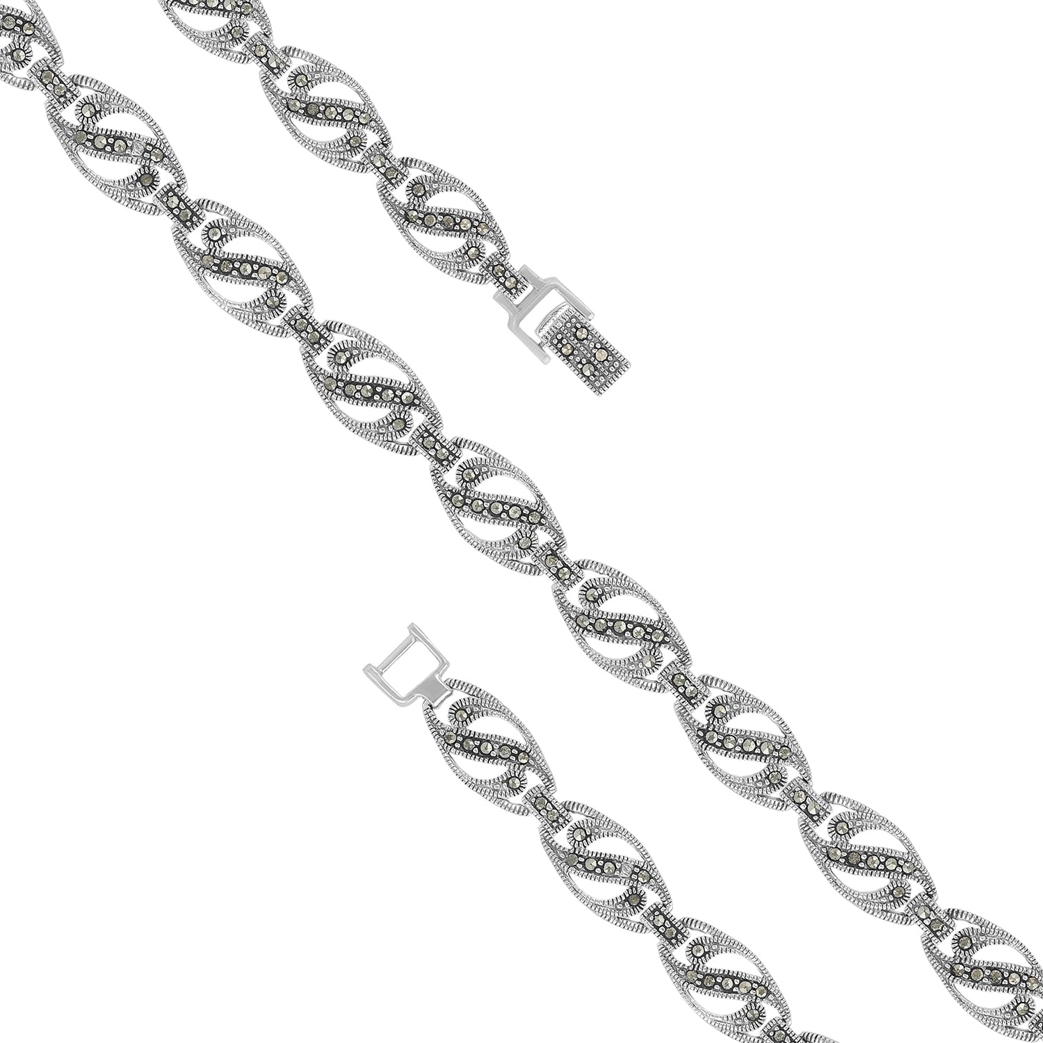 Sterling Silver Rhodium Plated 925 Twisted Vine Link Bracelet For Women