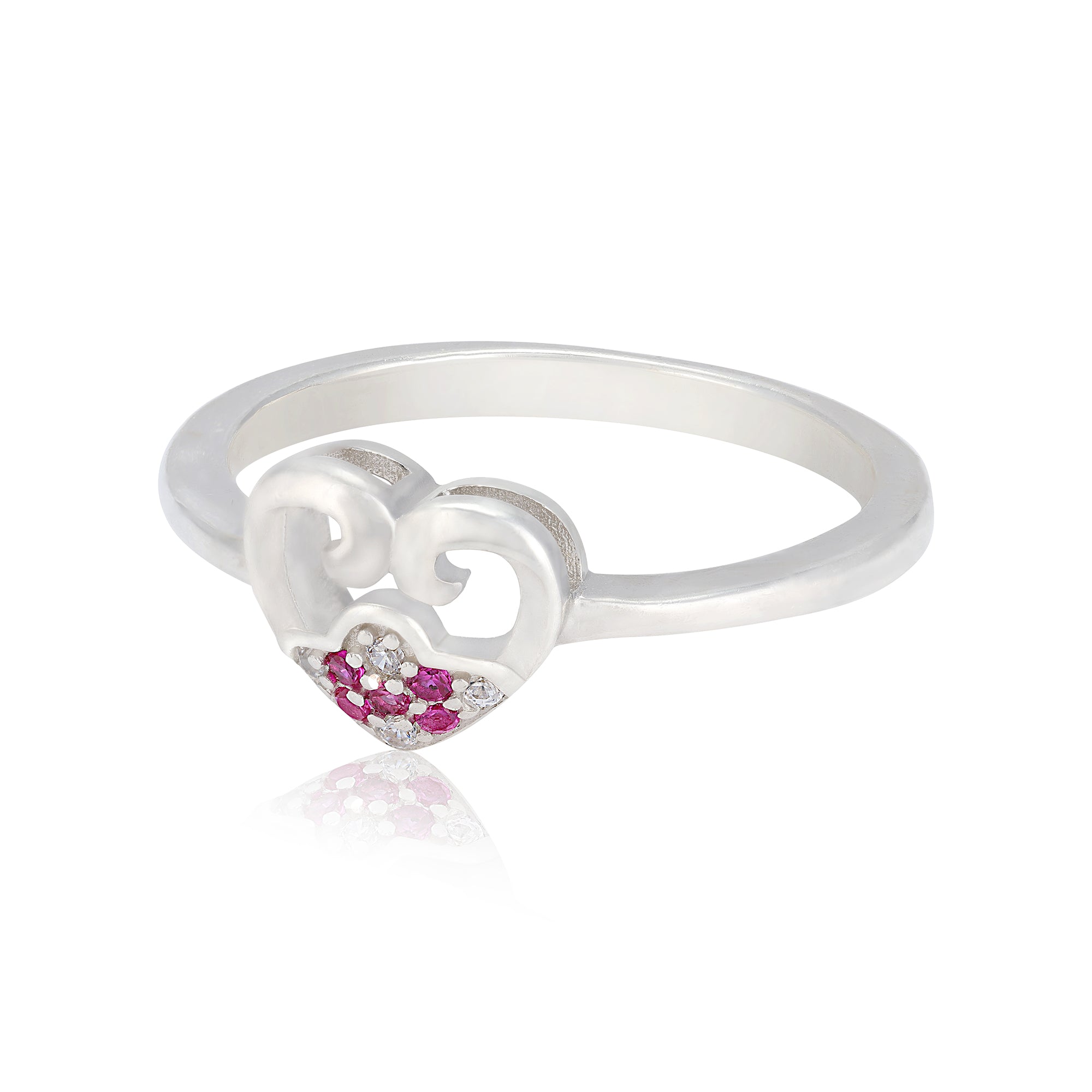 925 Sterling Silver Rhodium Plated Forever Love Double Heart Ring