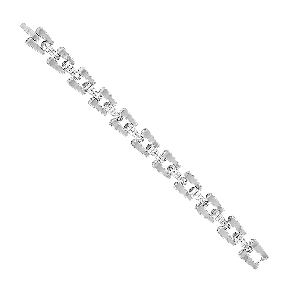 925 Sterling Silver Rhodium Plated Link Chain Bracelet For Men