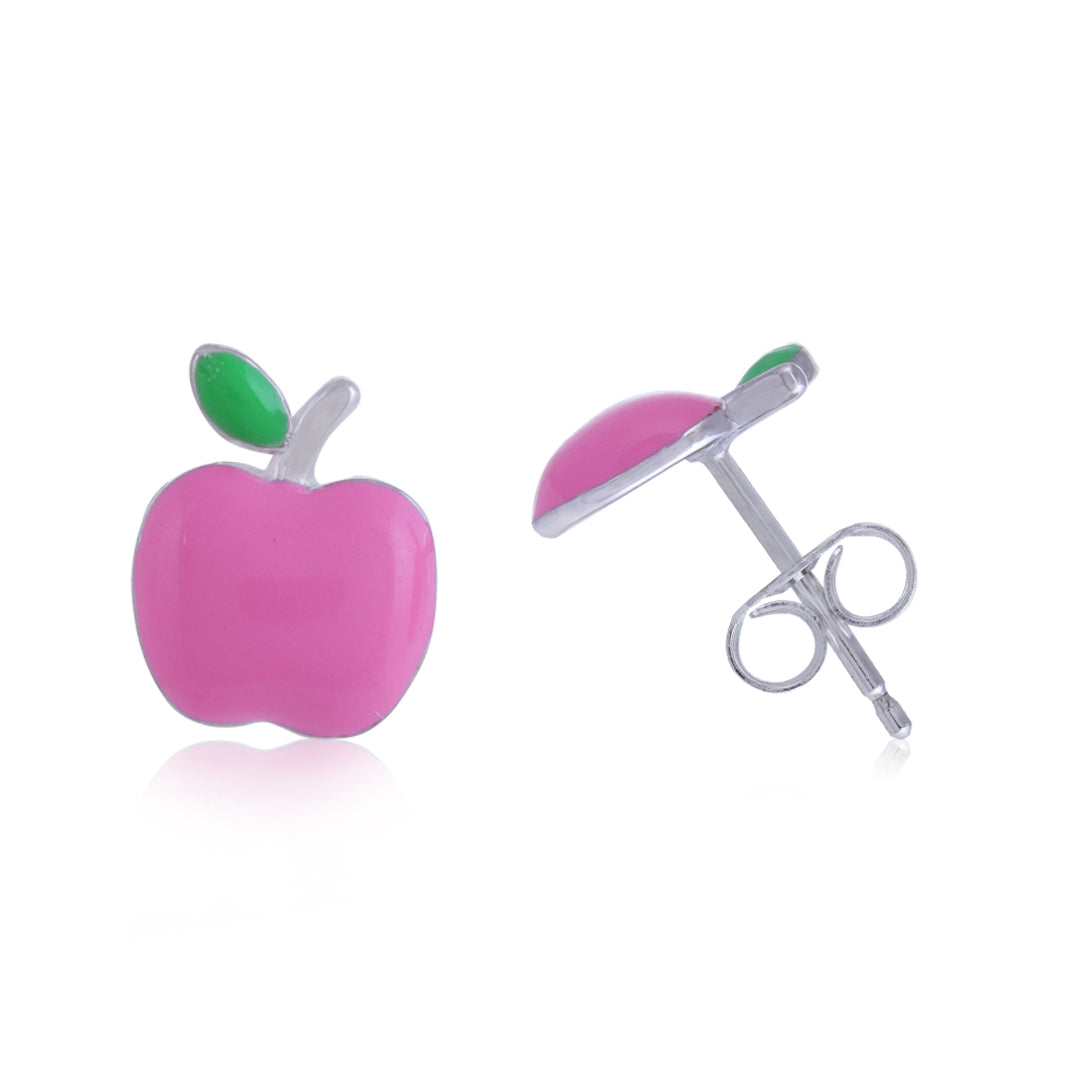 925 Sterling Silver Rhodium Plated Sugar Apple Stud For Kids
