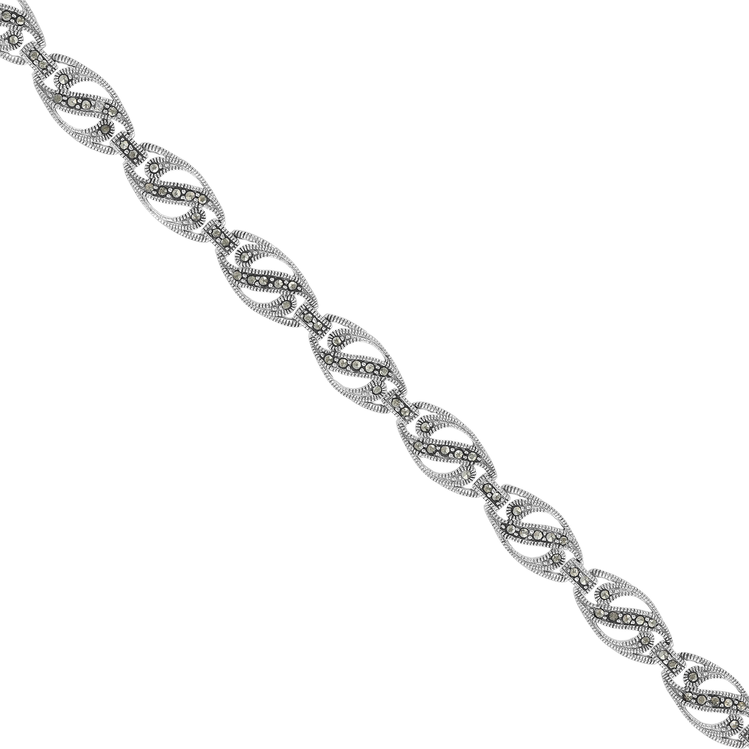 Sterling Silver Rhodium Plated Twisted Vine Link Bracelet For Women