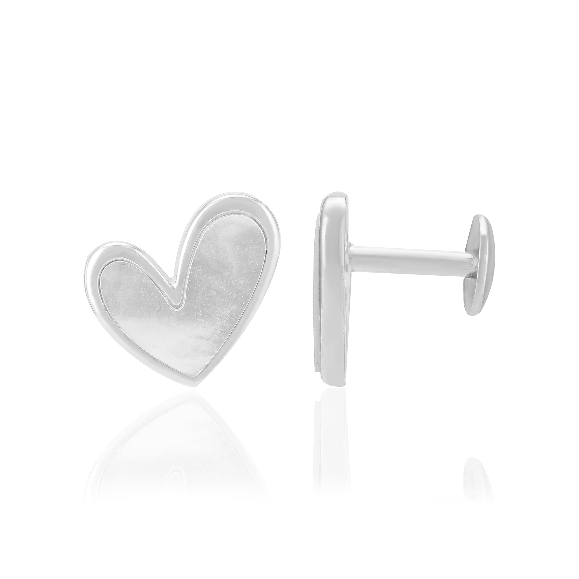 925 Sterling Silver Rhodium Subtle Pearl Heart Earrings For Women