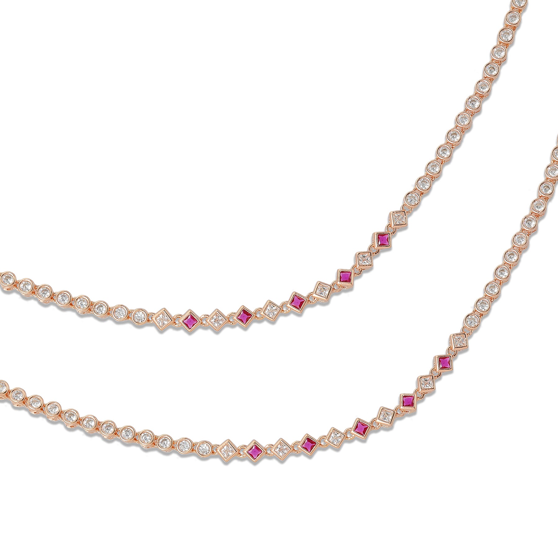 925 Sterling Silver Rhombus-shaped Rose Gold Anklets For Women
