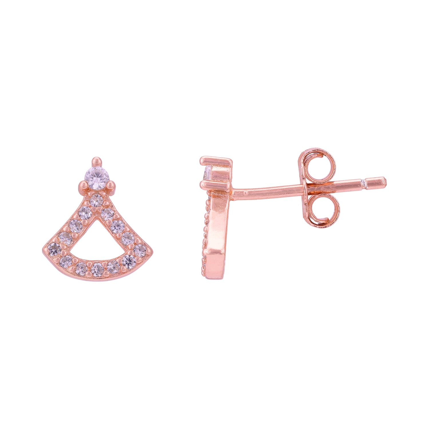 925 Sterling Silver Rose Arc Triangle Earrings for Women