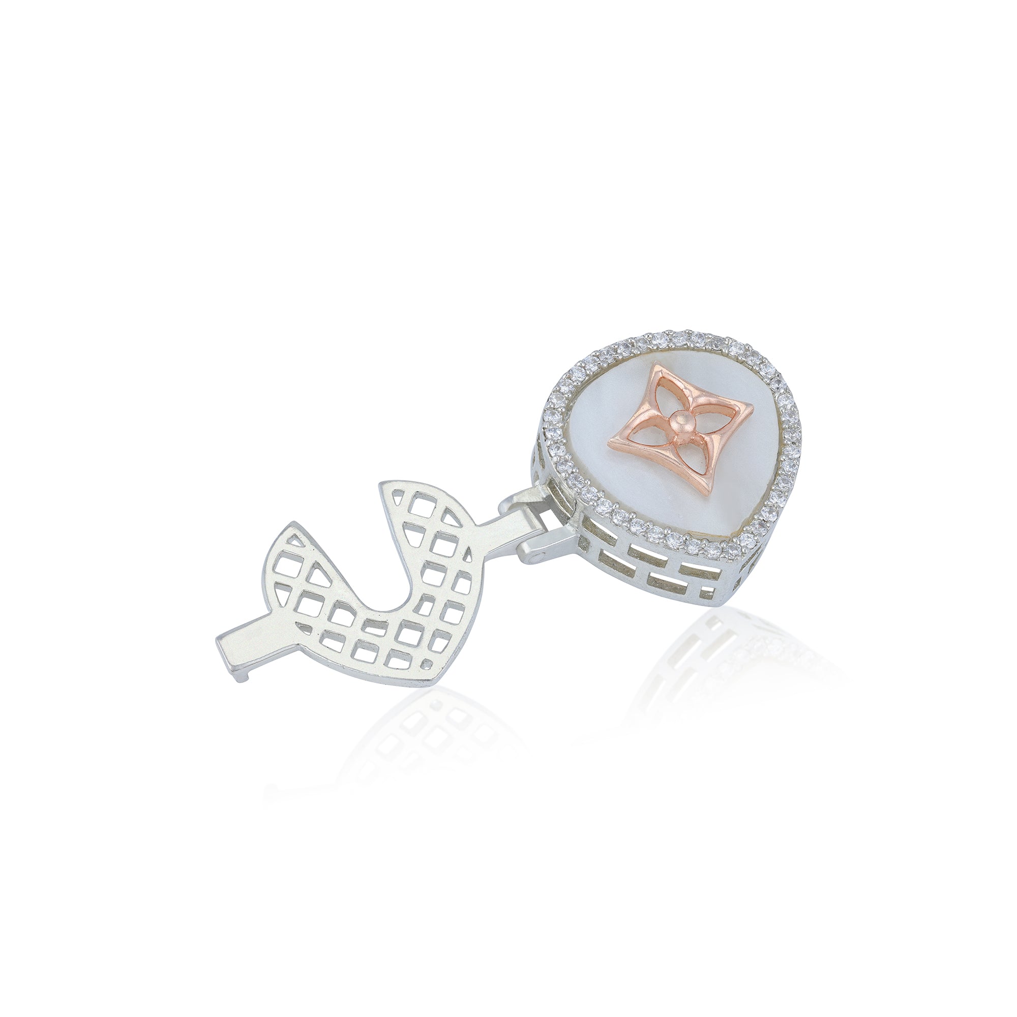 925 Sterling Silver Rose Glow Dainty Halo Dual tone Coat pin for Men