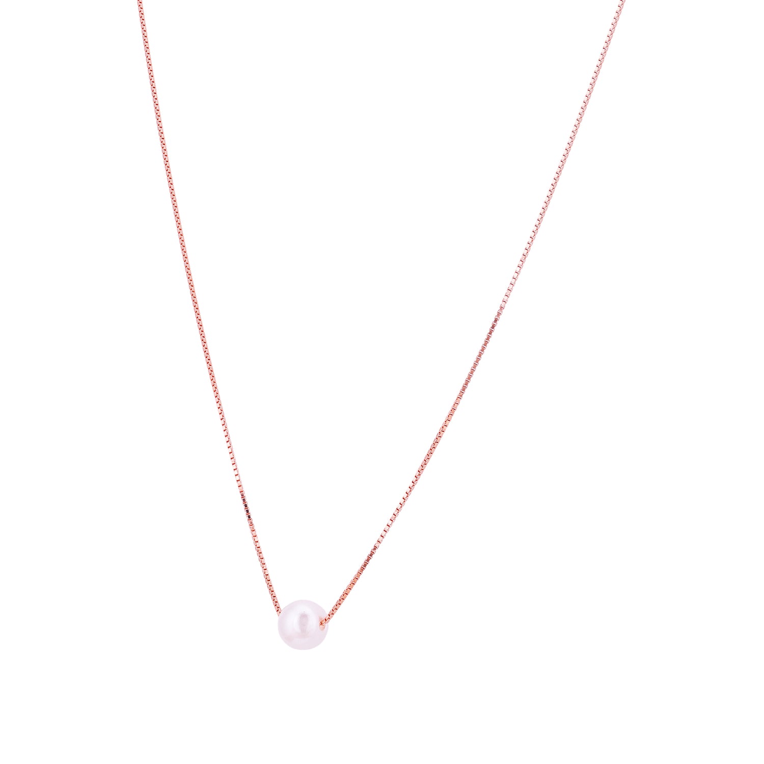 925 Sterling Silver Rose Glow Minimal Pearl Chain  for Women