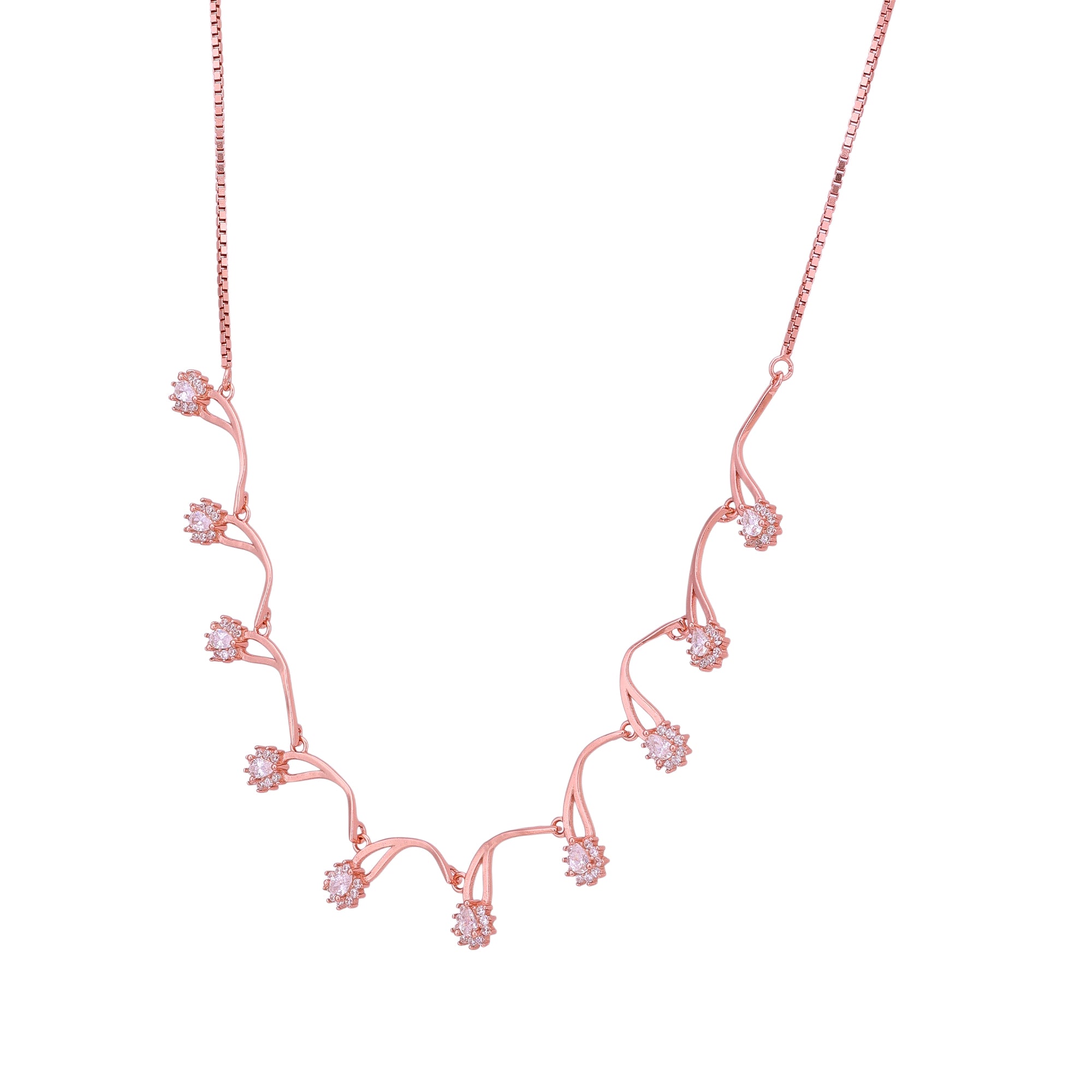 925 Sterling Silver Rose Gold Bloomfall Pearl Drop Necklace for Women