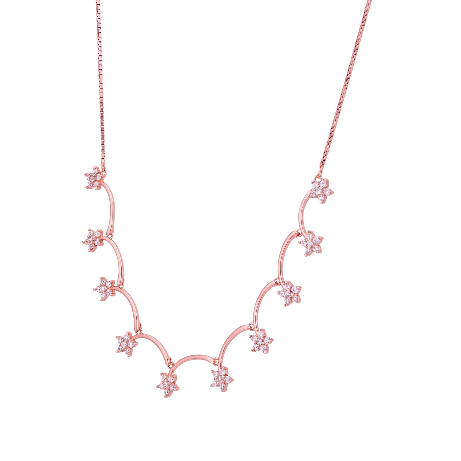 925 Sterling Silver Rose Gold Blooming Twig Cluster Necklace for Women