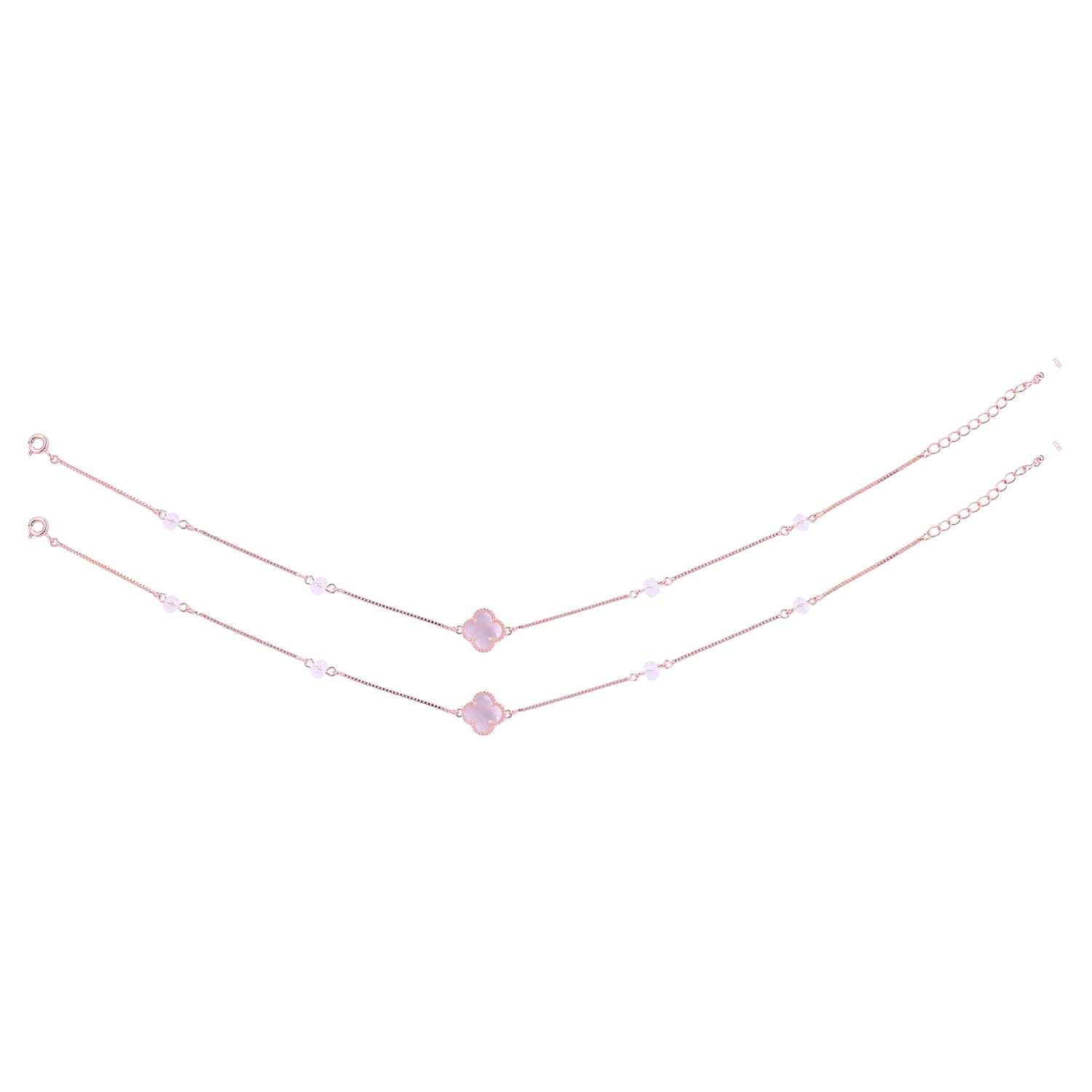 925 Sterling Silver Rose Gold Clover Bloom Anklets For Women