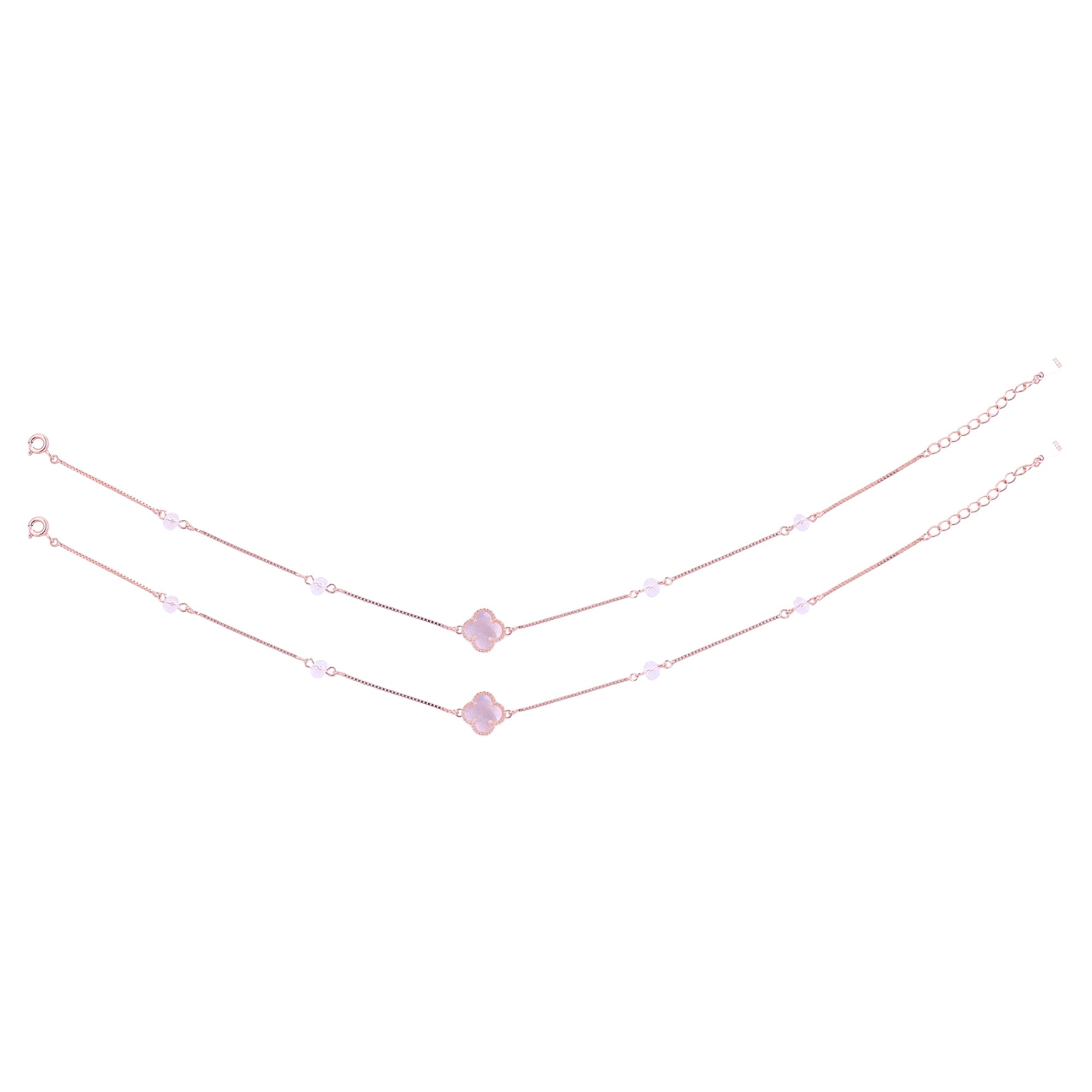 925 Sterling Silver Rose Gold Clover Bloom Anklets For Women