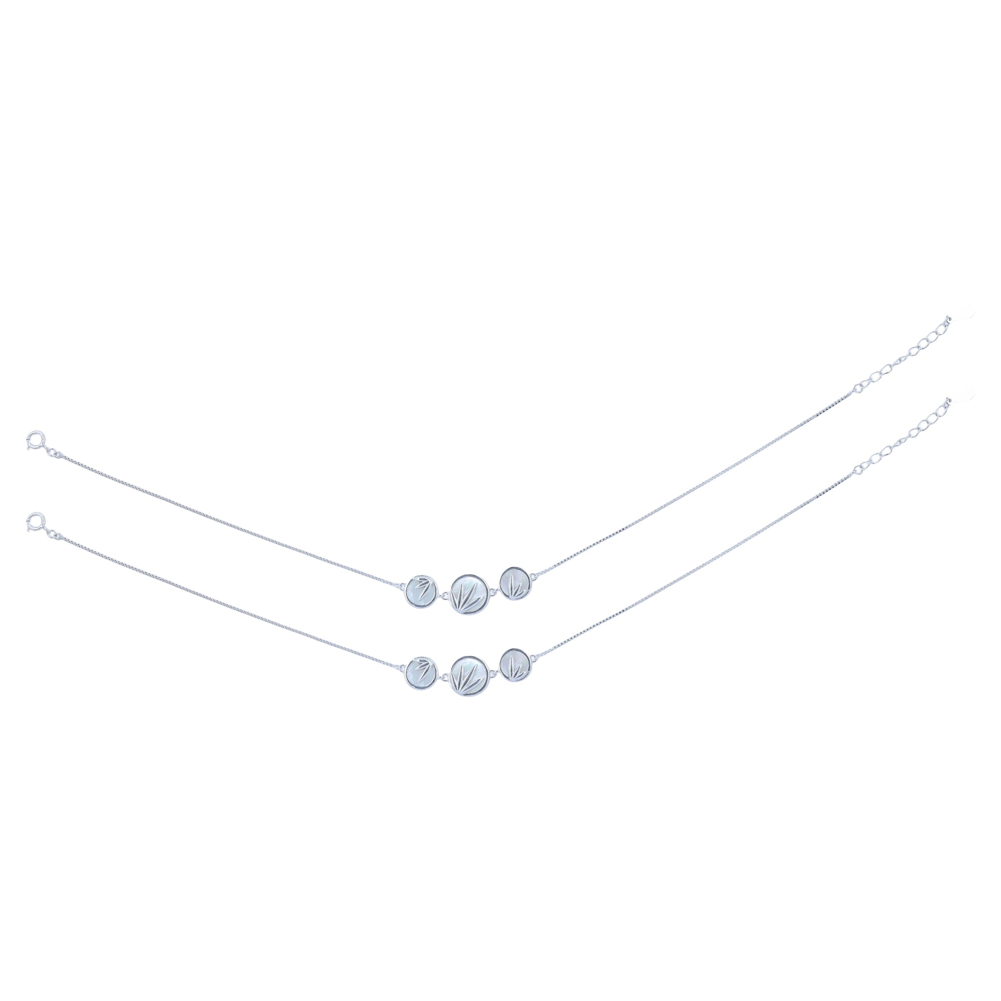 925 Sterling Silver Rose Gold Dewleaf Trio Anklet For Women