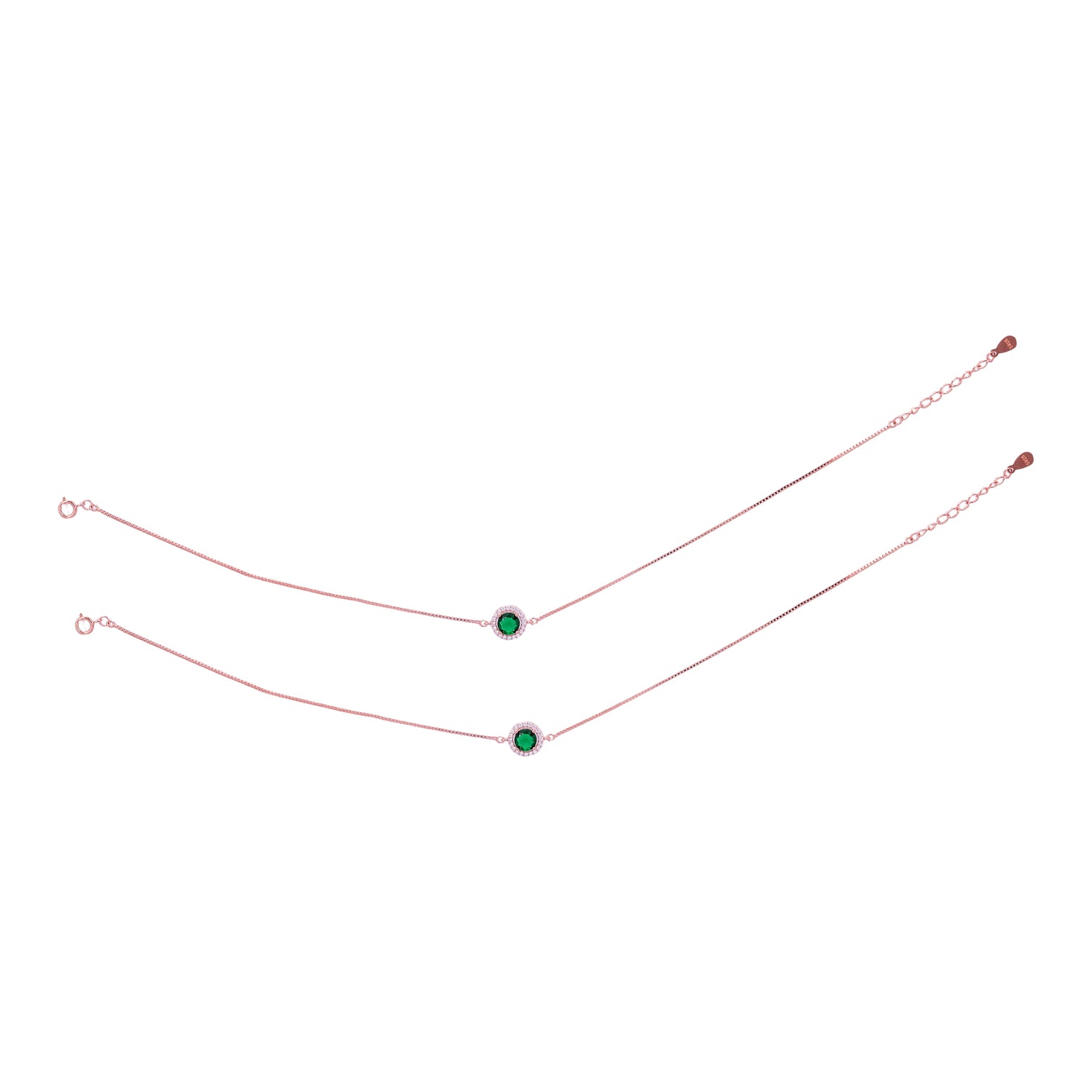 925 Sterling Silver Rose Gold EverGreen Spark Anklets For Women