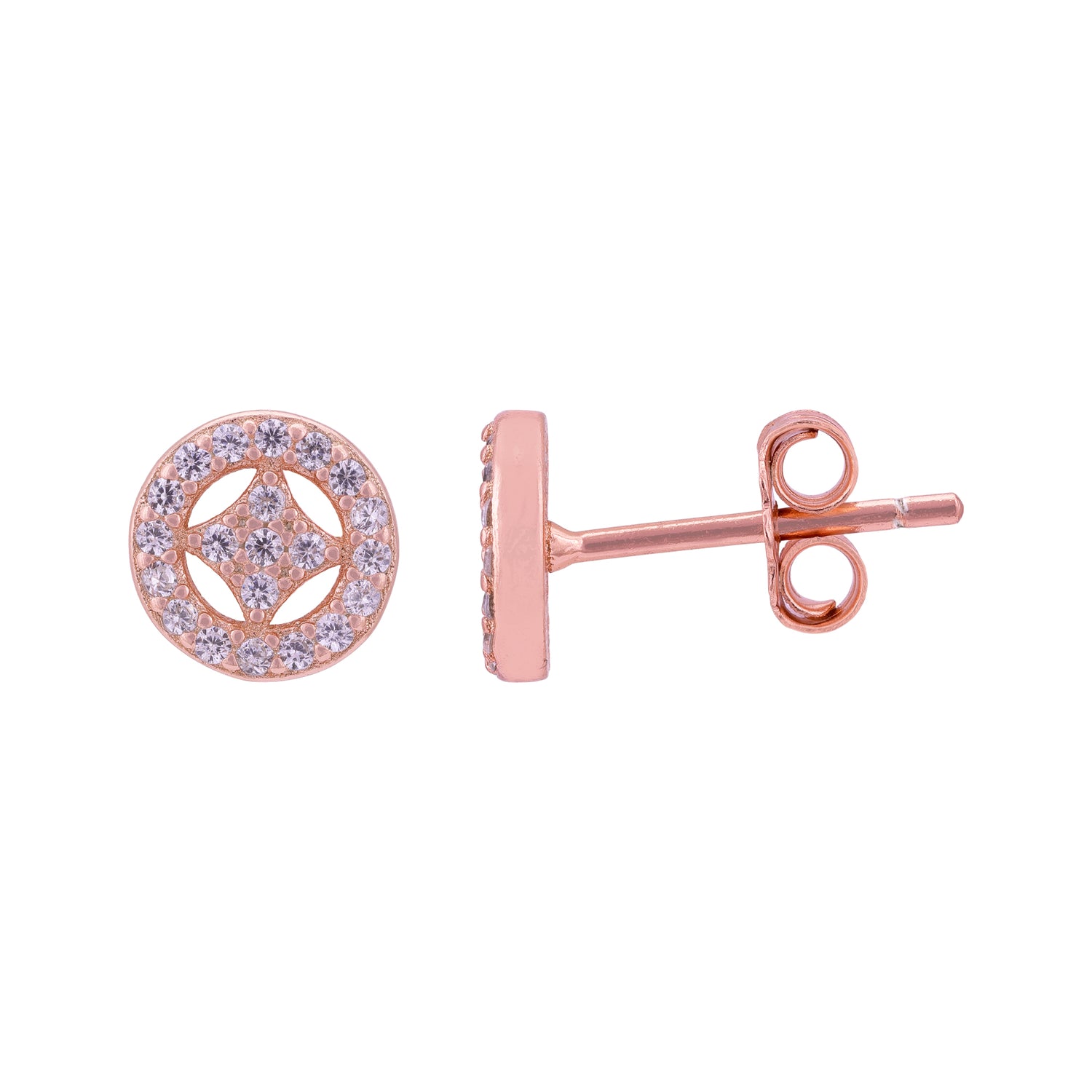 925 Sterling Silver Rose Gold Halo Circle Earrings for Women