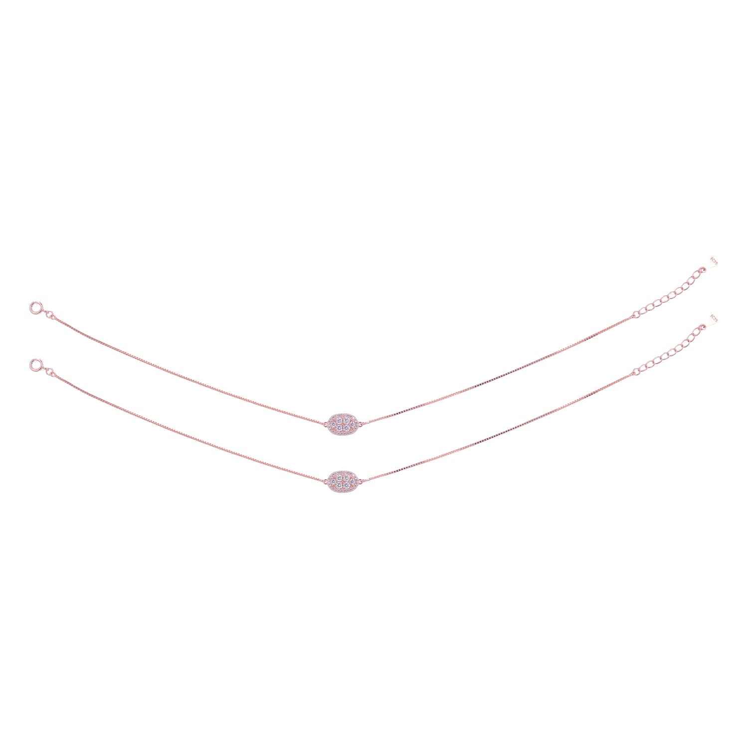 925 Sterling Silver Rose Gold Luxe Petal Anklets For Women