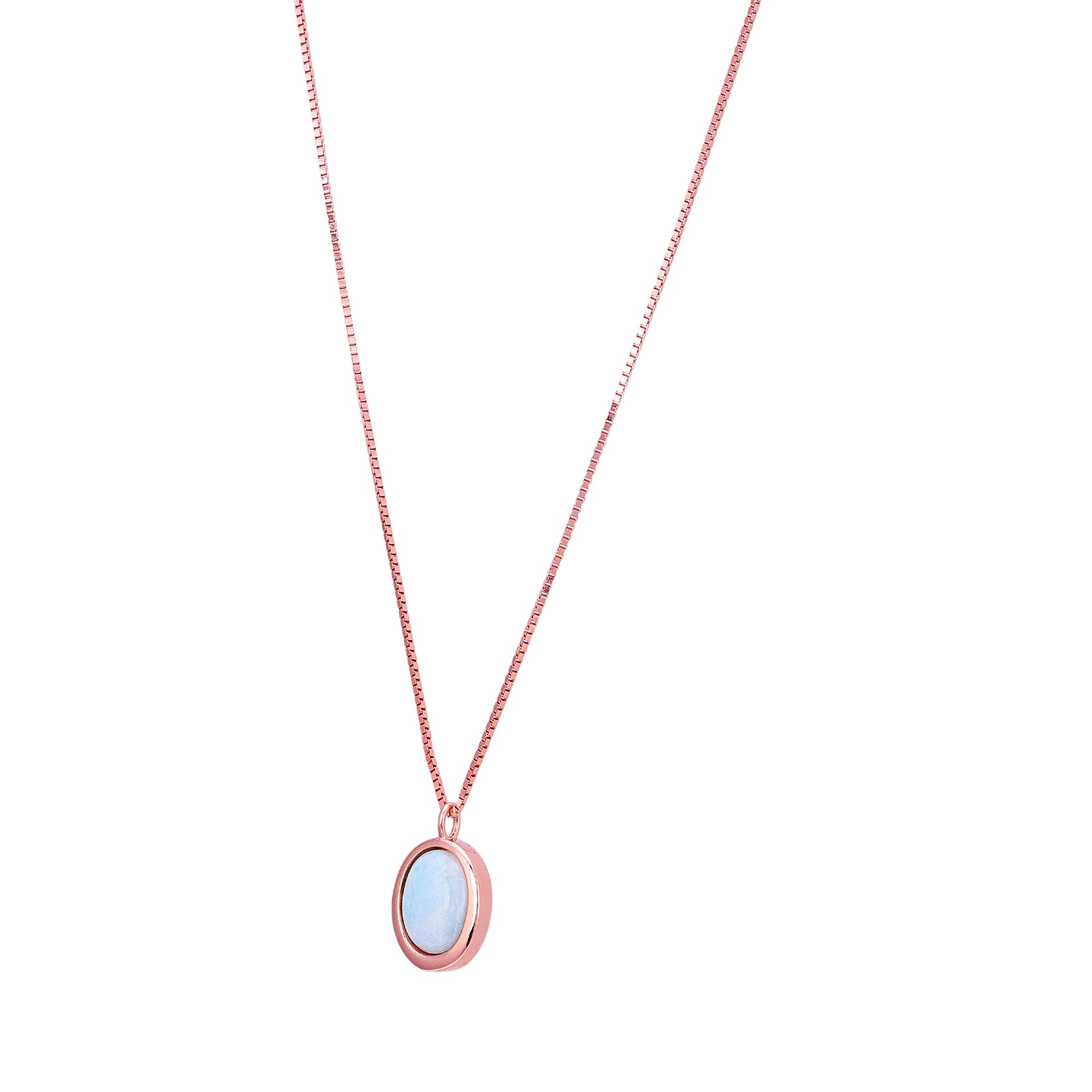 925 Sterling Silver Rose Gold Oval Larimar Pendant for Women