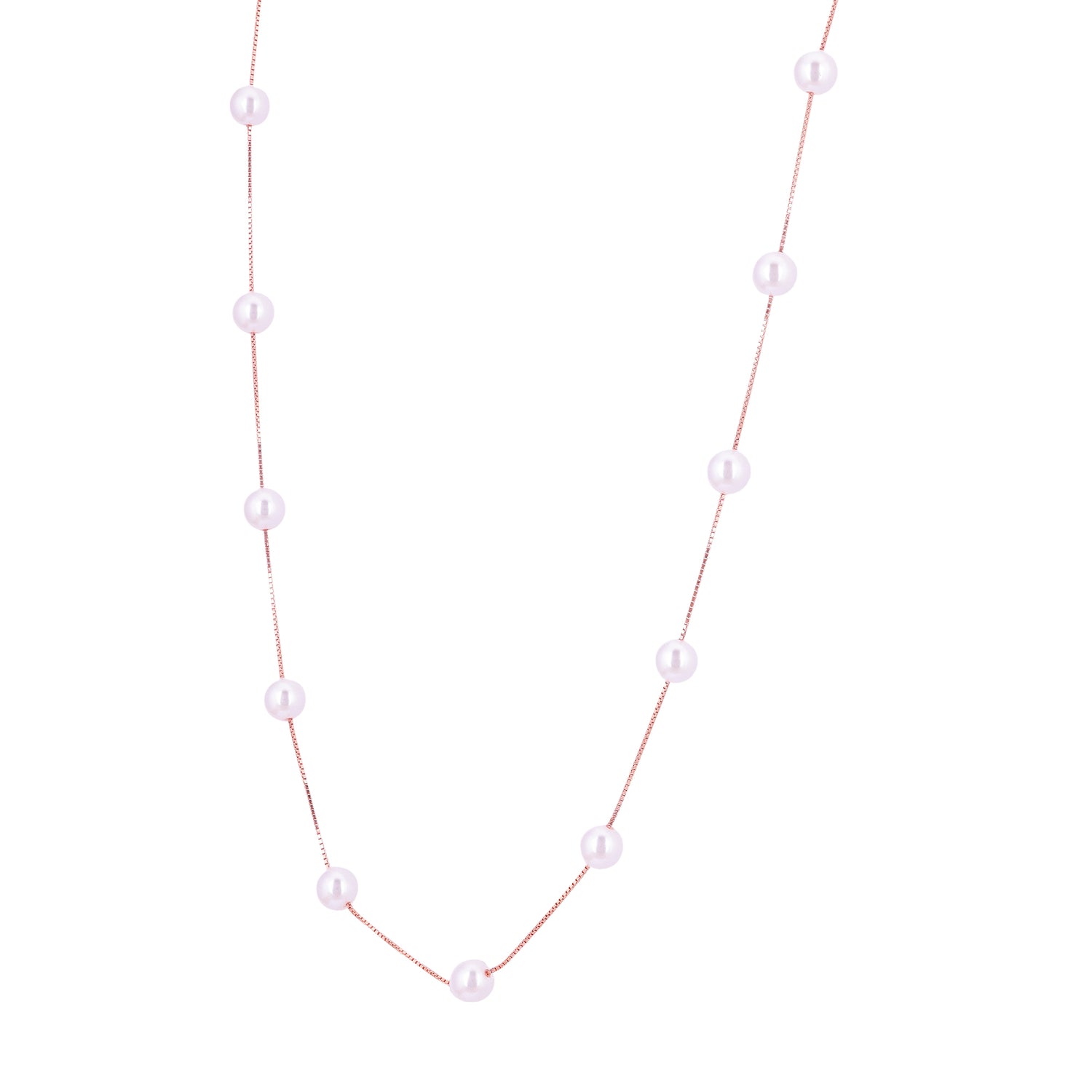 925 Sterling Silver Rose Gold Pearl Harmony Chain For Women