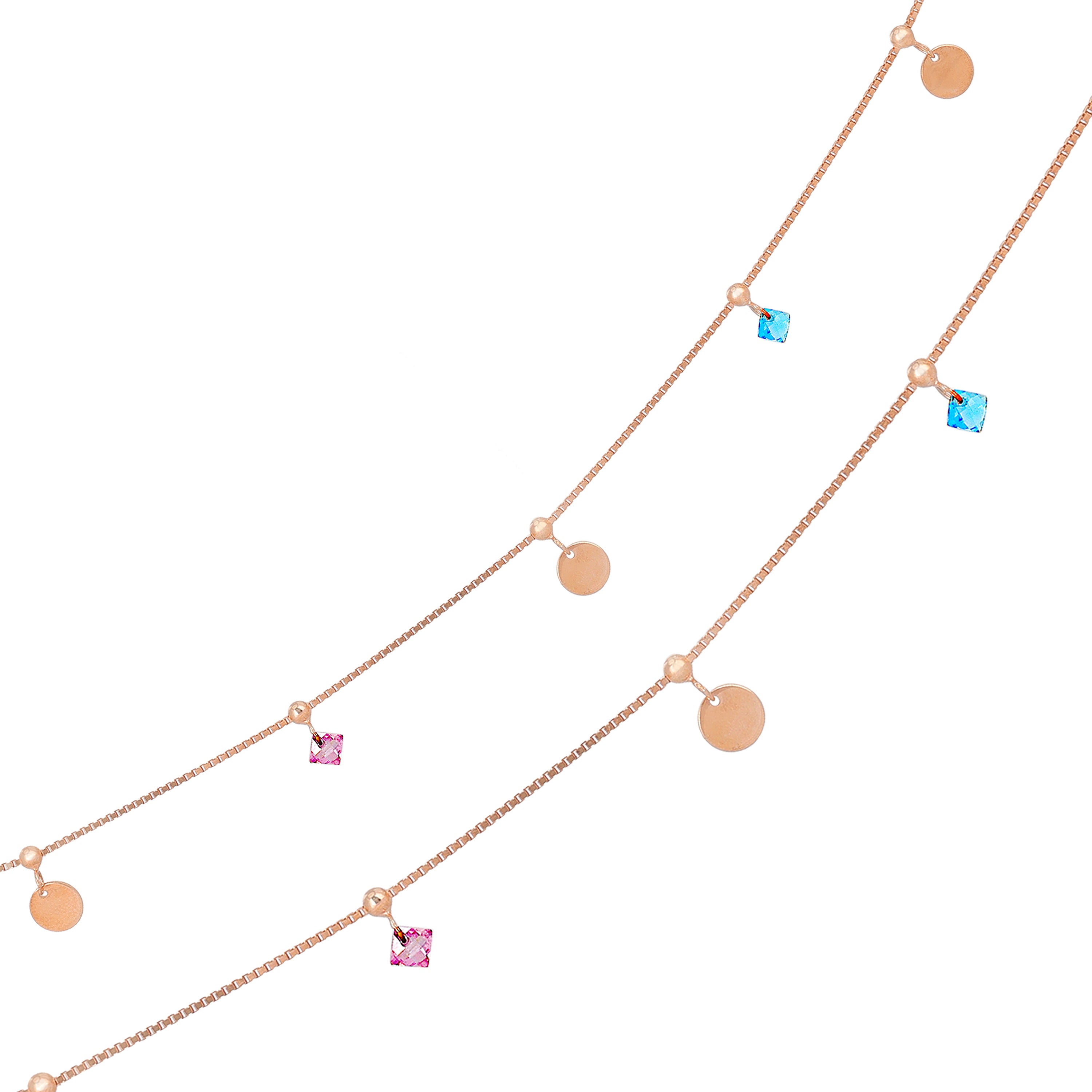 925 Sterling Silver Rose Gold Plated Halo Kite Drops Anklets For Women