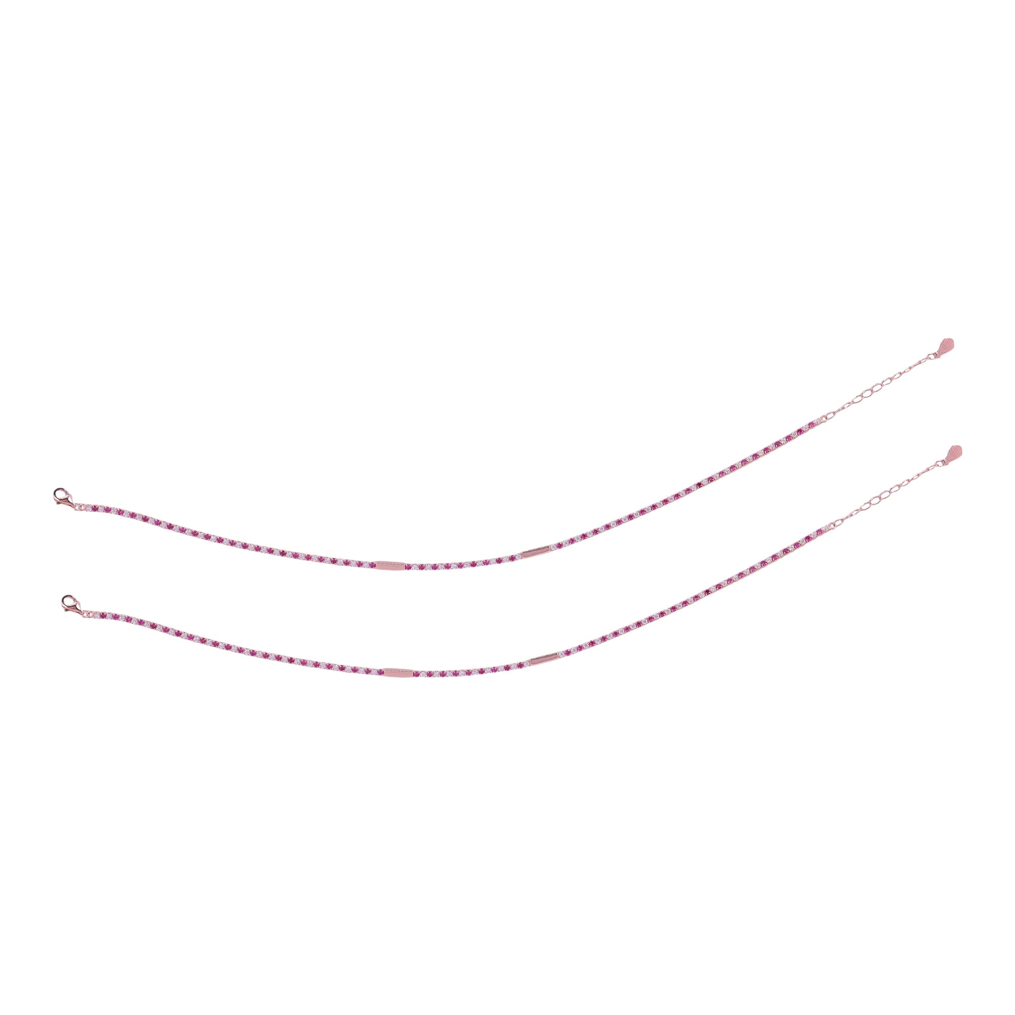 925 Sterling Silver Rose Gold Scarlet Snowline Anklets For Women