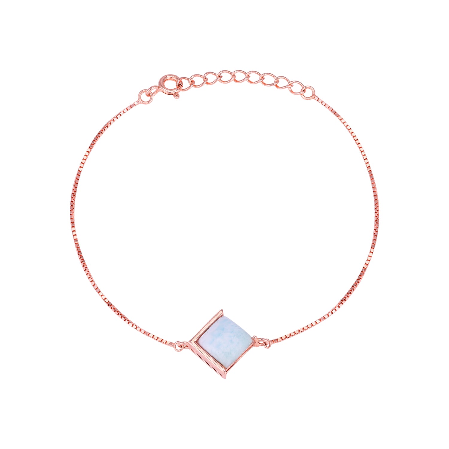 925 Sterling Silver Rose Gold Tiny Rhombus Bracelet For Women