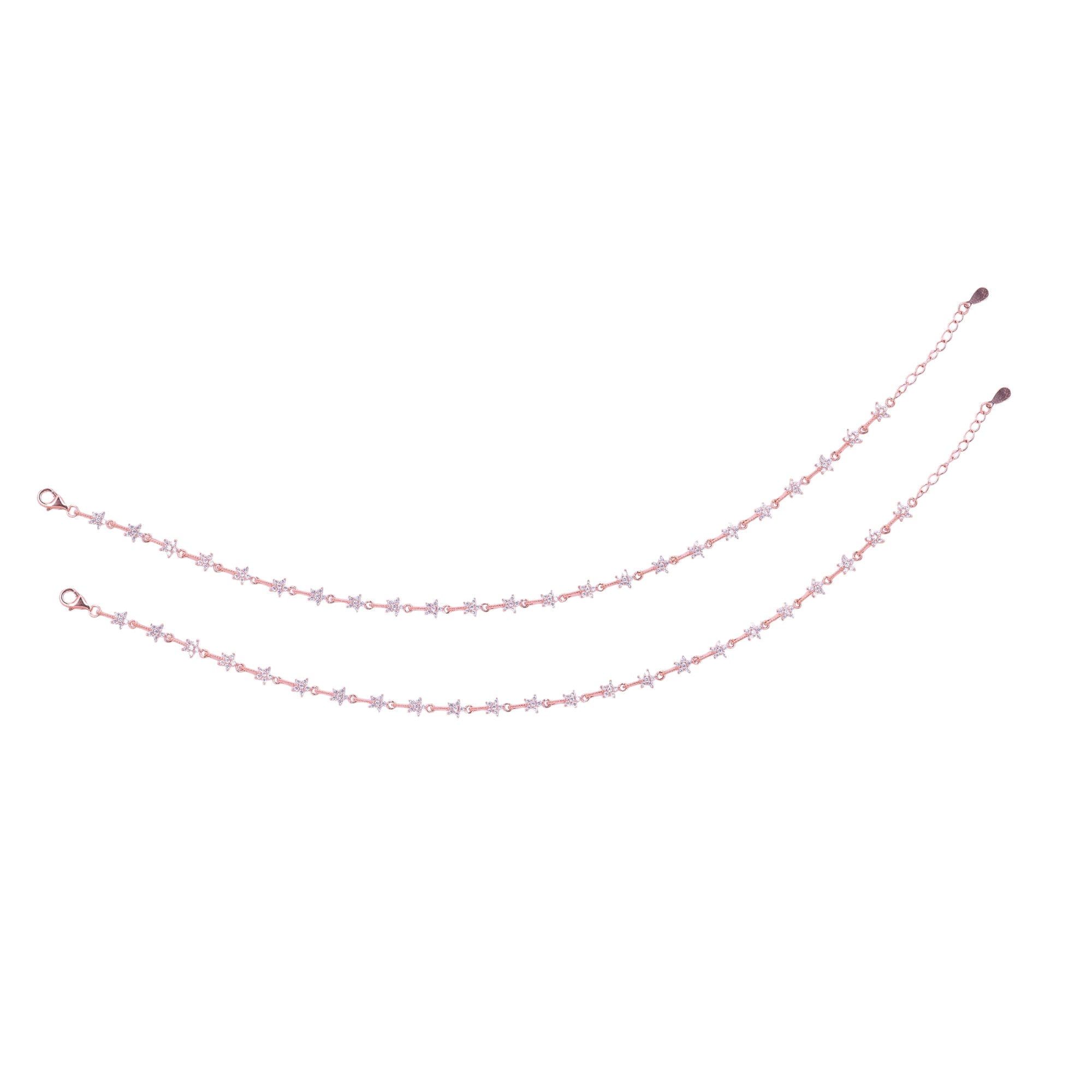 925 Sterling Silver Rose Gold Twilight Bloom Anklets For Women