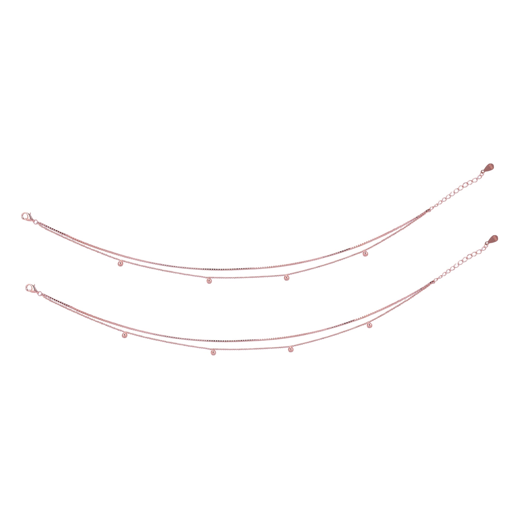 925 Sterling Silver Rose Gold Whispering Celestial Layer Anklets For Women