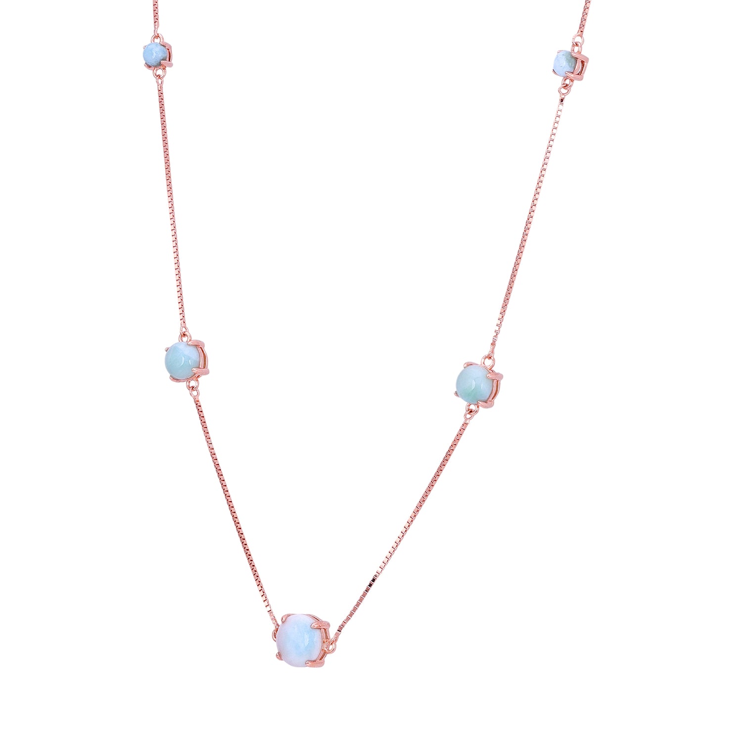 925 Sterling Silver Rose Mirage Multi-Stone Larimar Necklace for Women
