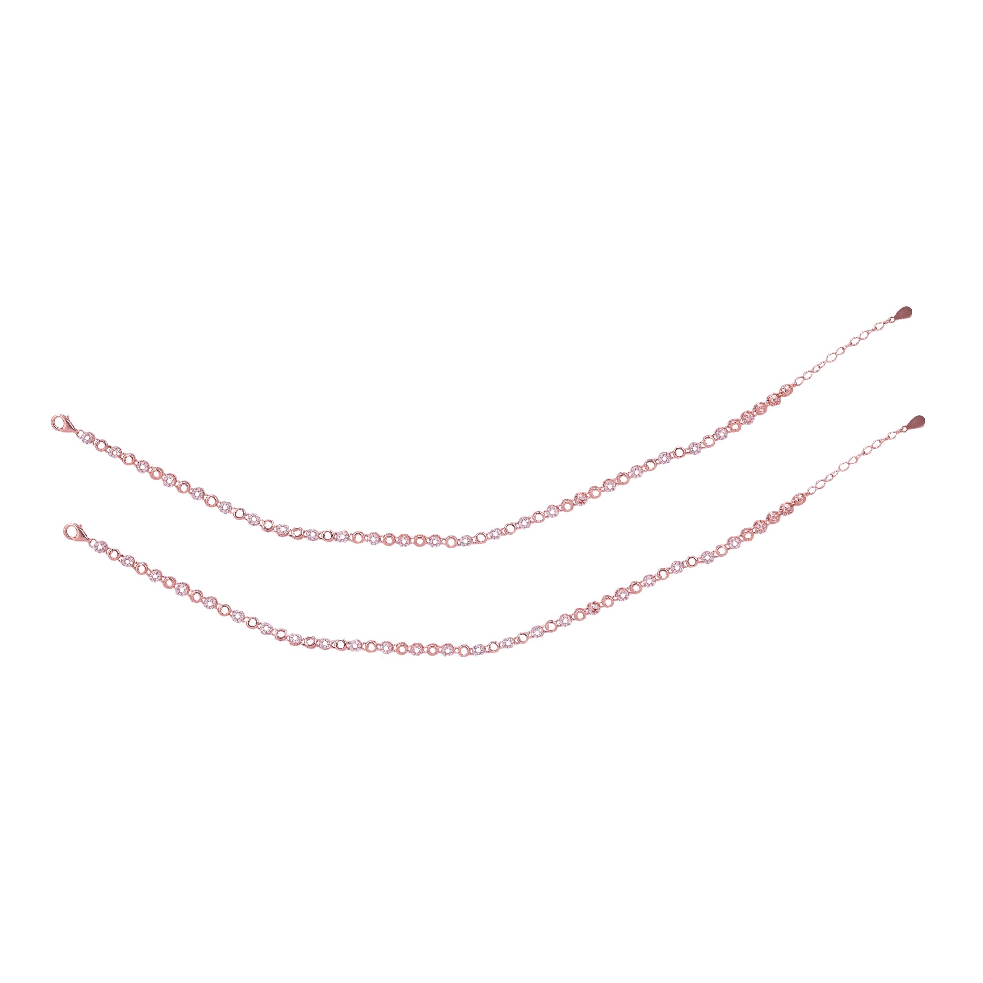 925 Sterling Silver Rose gold Floral Orbit Anklets For Women