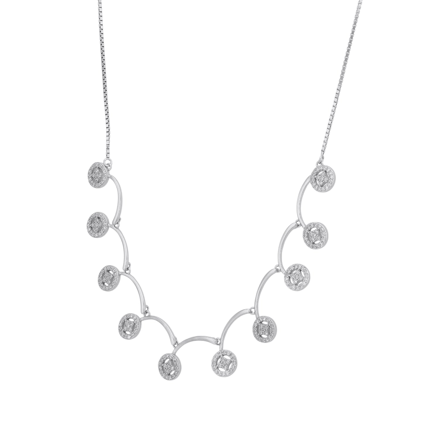 925 Sterling Silver Shimmer Disc Flow Necklace for Women
