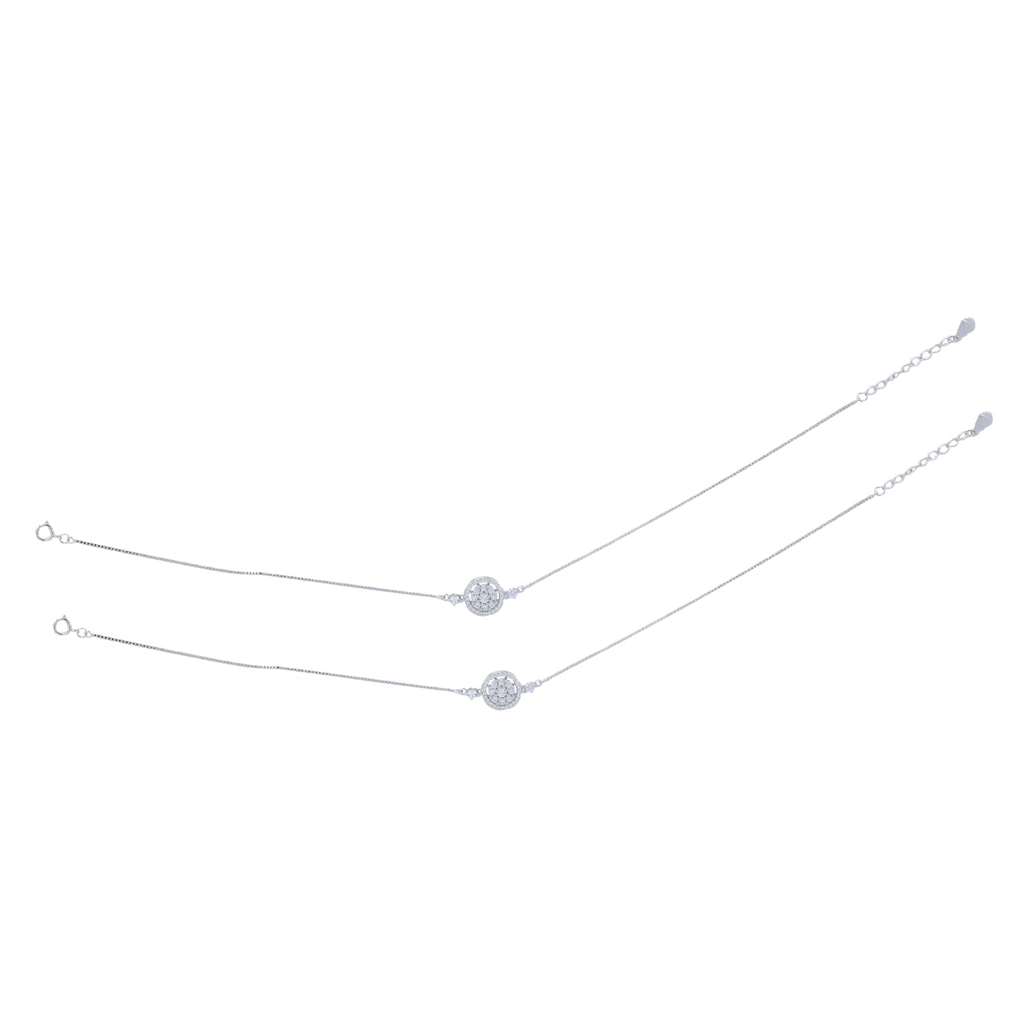 925 Sterling Silver Shimmer Petal Halo Anklet  For Women