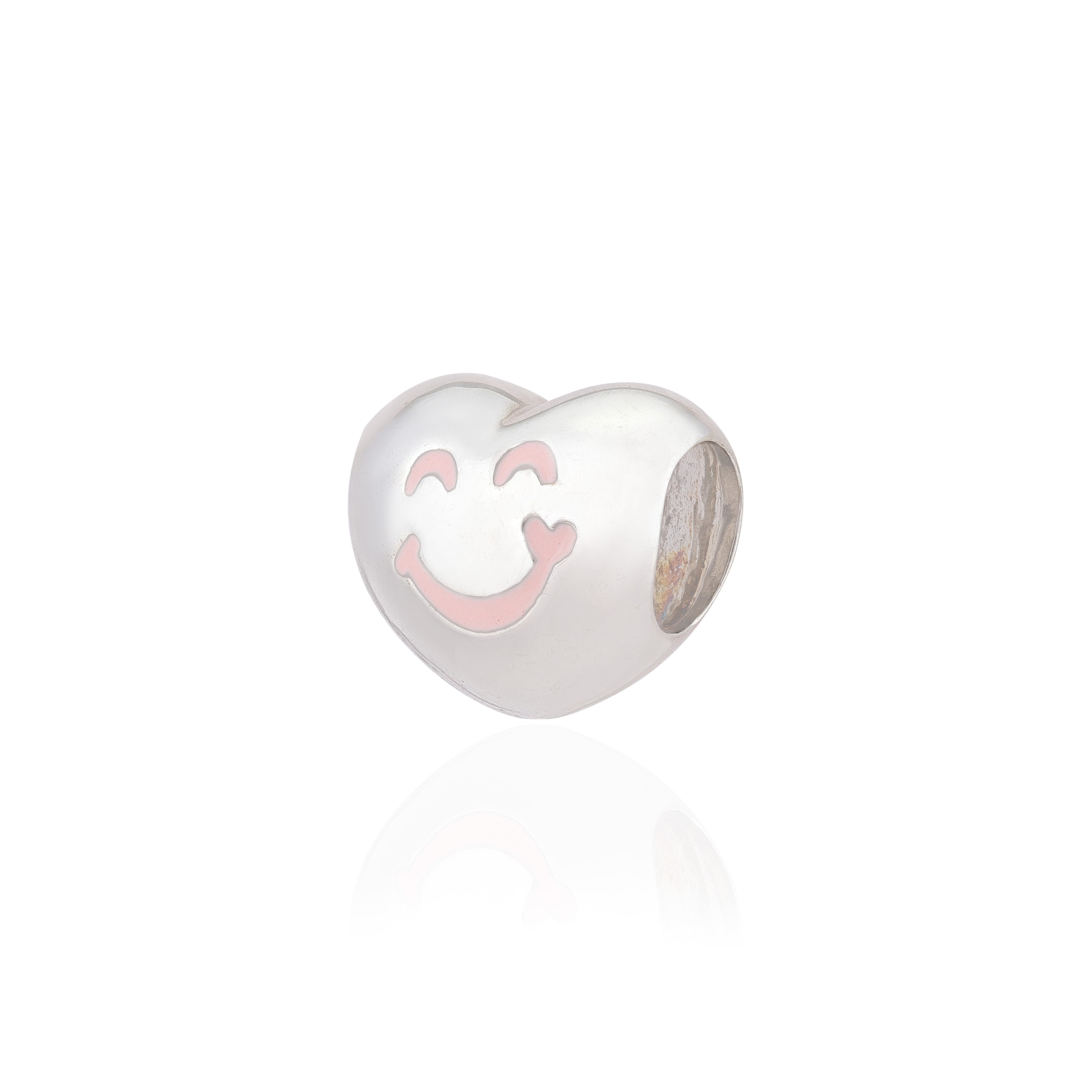 925 Sterling Silver Smiley Soul Heart Charm Pendant for Women