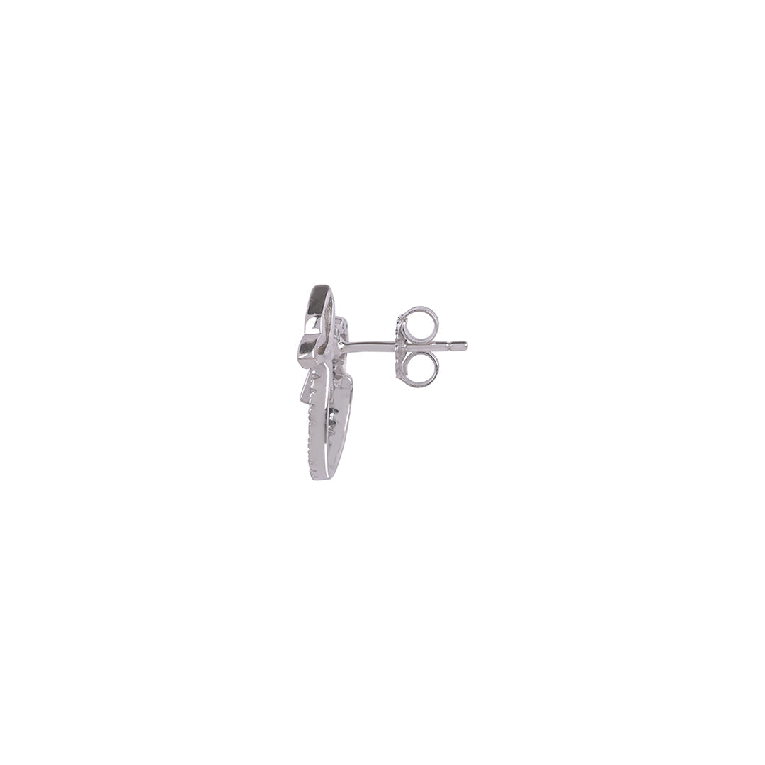 925 Sterling Silver Sparkling Silver Butterfly Stud