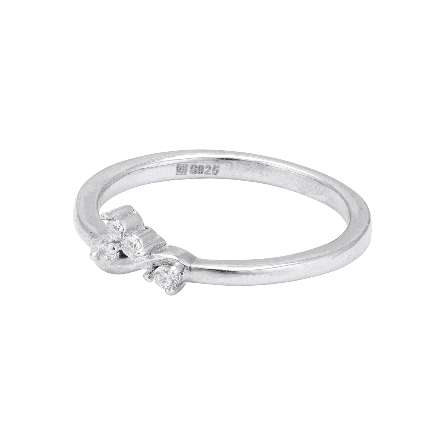 925 Sterling Silver Subtle Cluster Twist Ring Minimal Sparkle Ring for Women