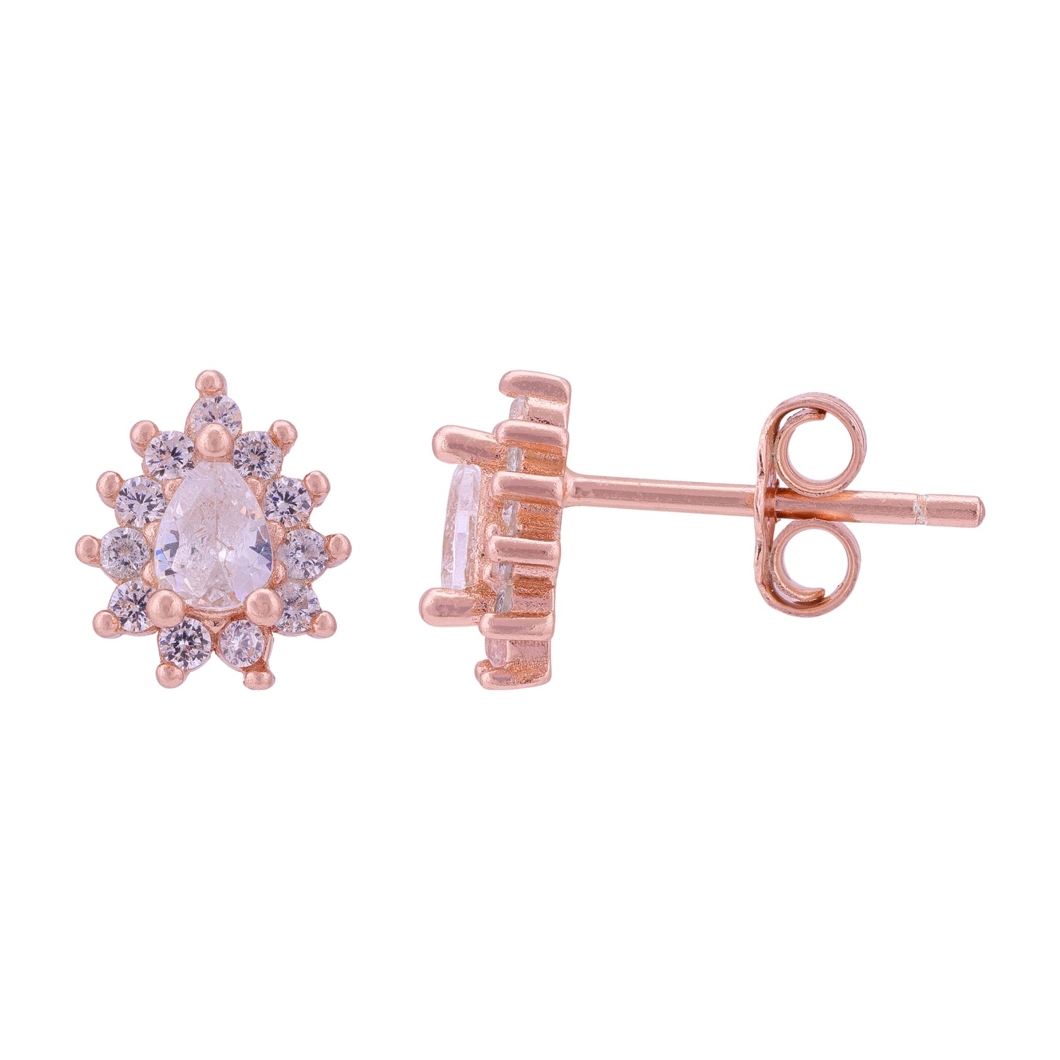 925 Sterling Silver Teardrop Glitz Rose Gold Earrings for Women