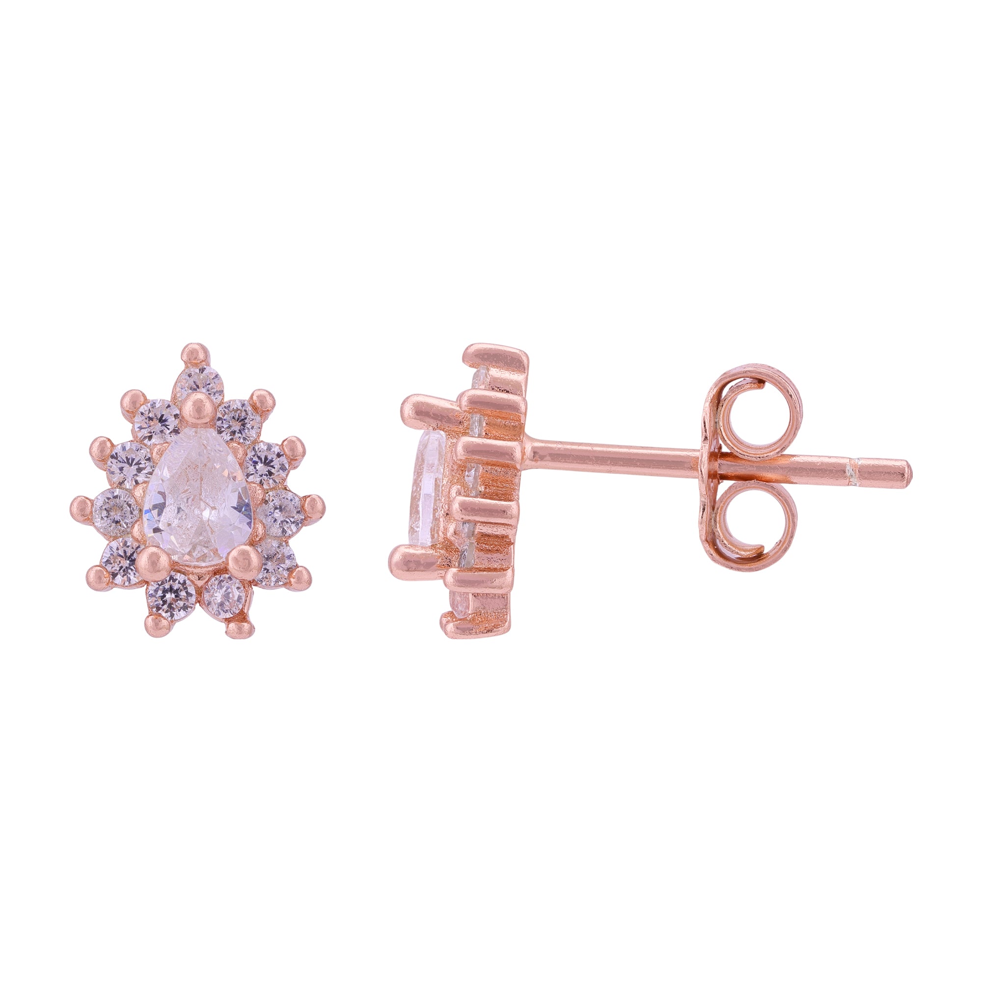 925 Sterling Silver Teardrop Glitz Rose Gold Earrings for Women