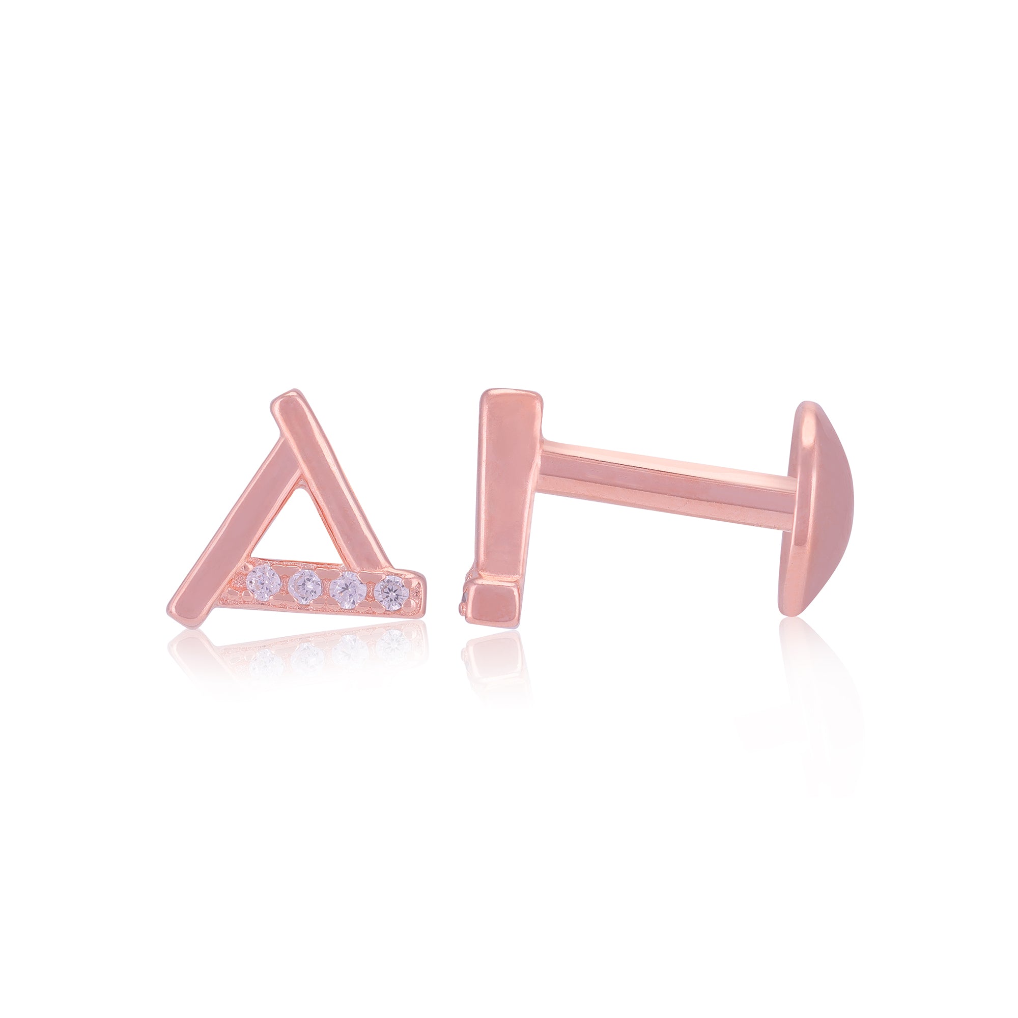 925 Sterling Silver Triangular shape One Side Stoned Earrings For Women