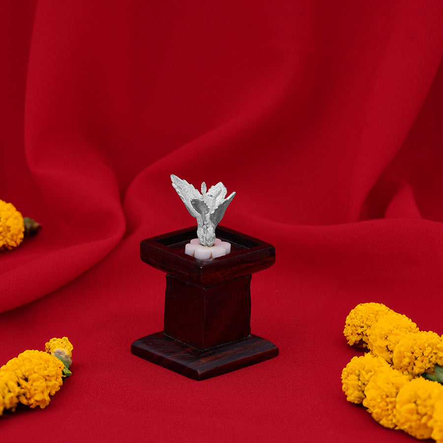 925 Sterling Silver Tulasi Maadam Rosewood Stand For Pooja