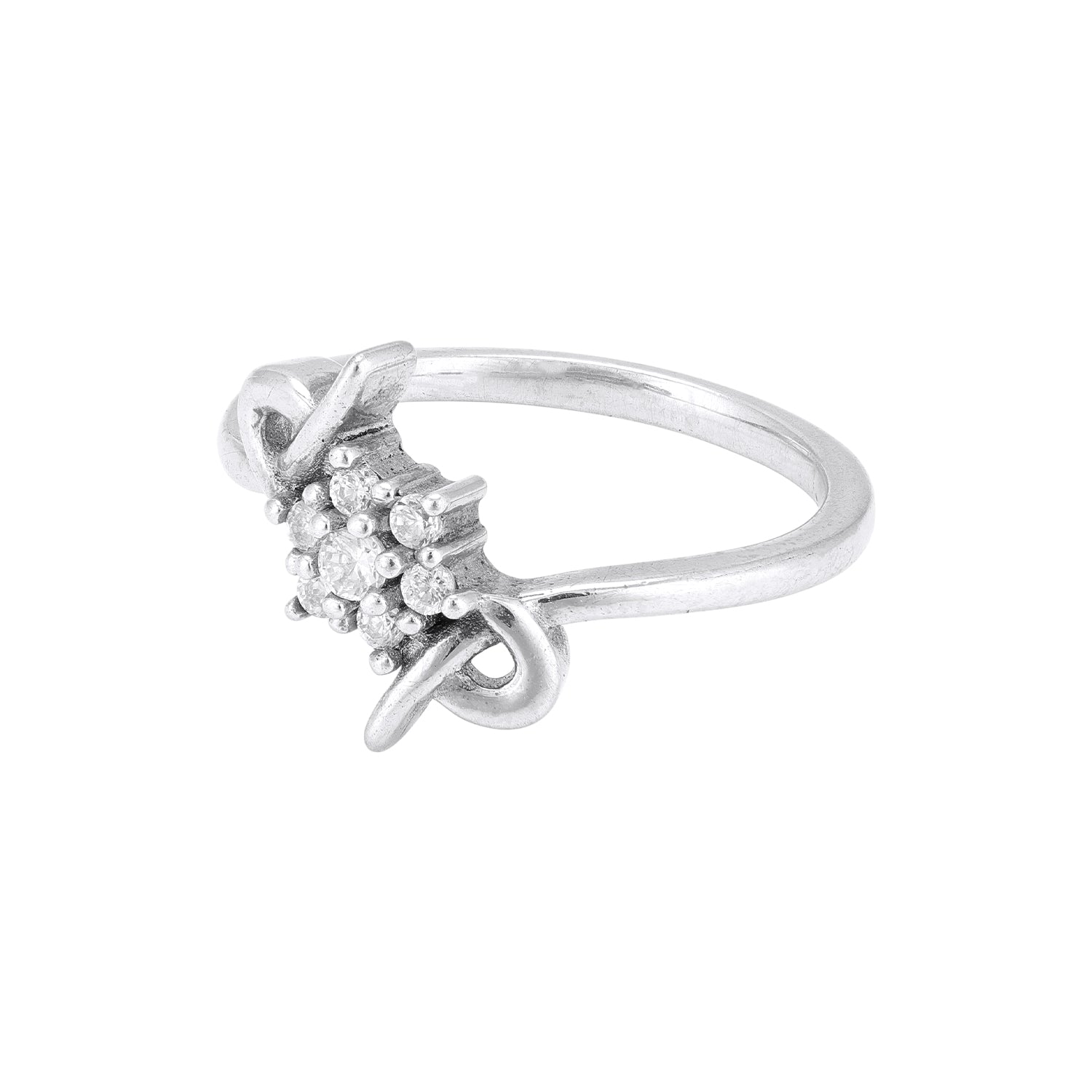 925 Sterling Silver Twisted Ribbon Band Central Floral Cluster Earring for Women
