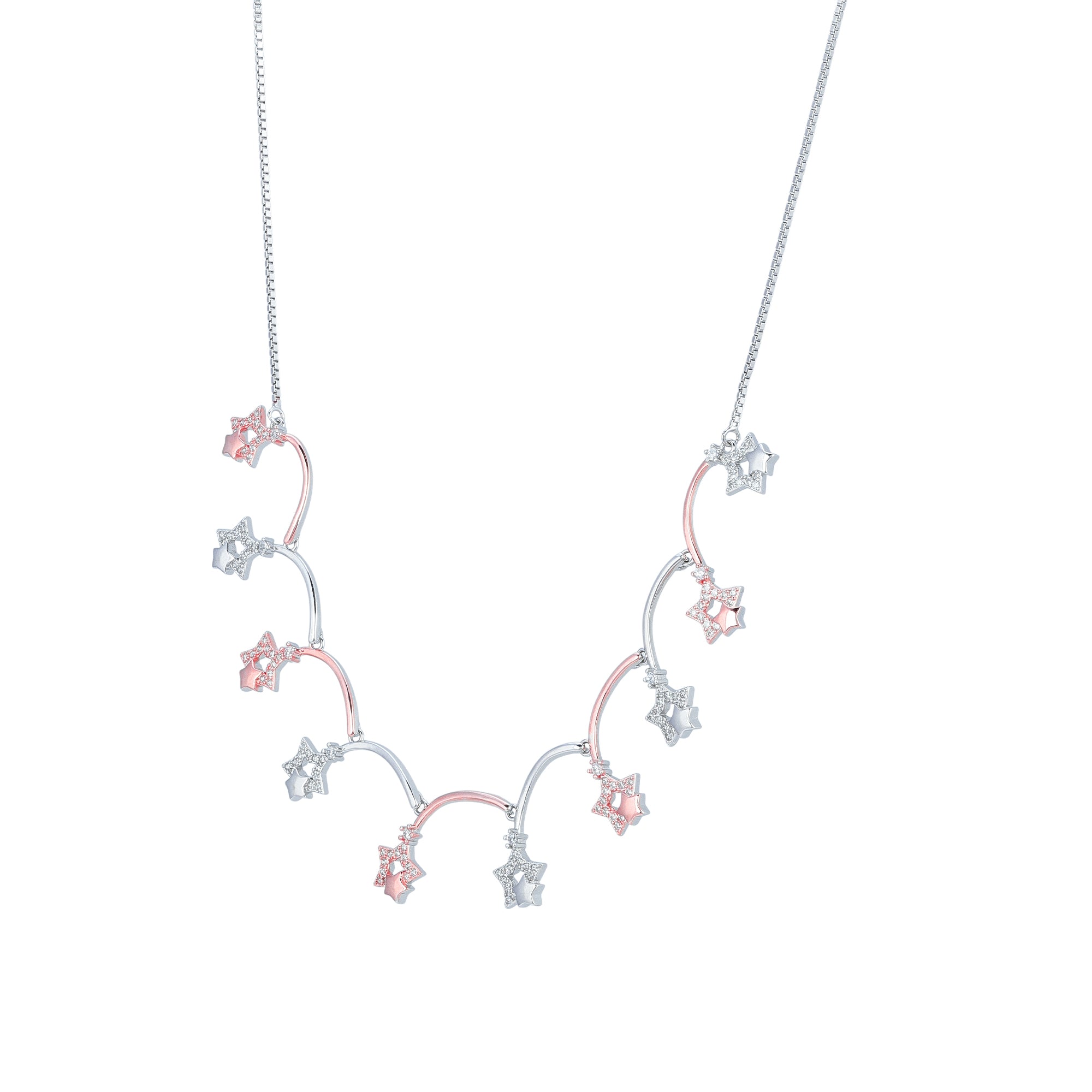 925 Sterling Silver Two-Tone Shooting Star Necklace for Women