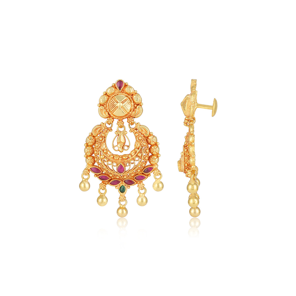 925 Sterling Silver Vintage Chandbali Gold Plated Earrings for Women