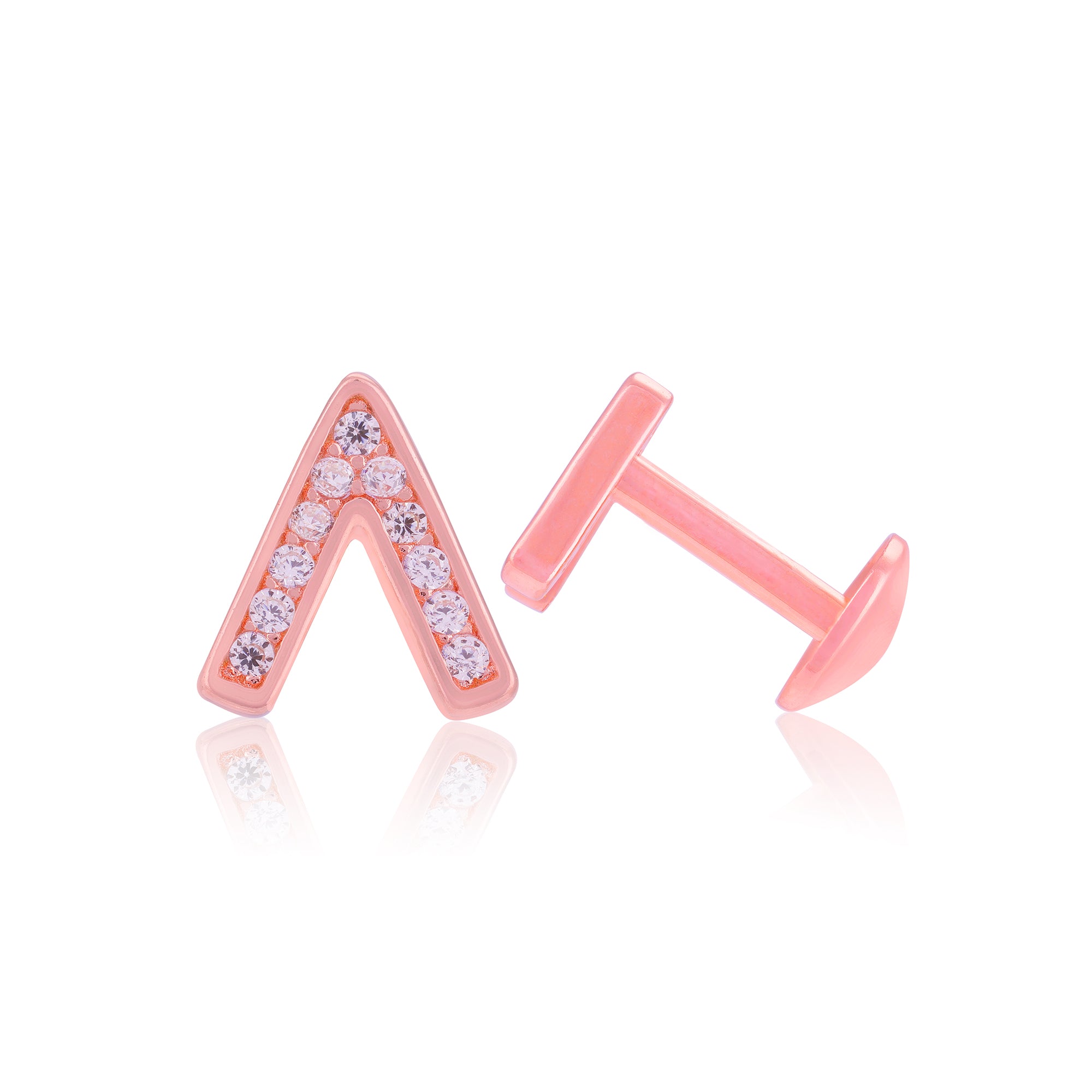925 Sterling Silver Vivid Vogue Rose Gold Plated Stud for Women