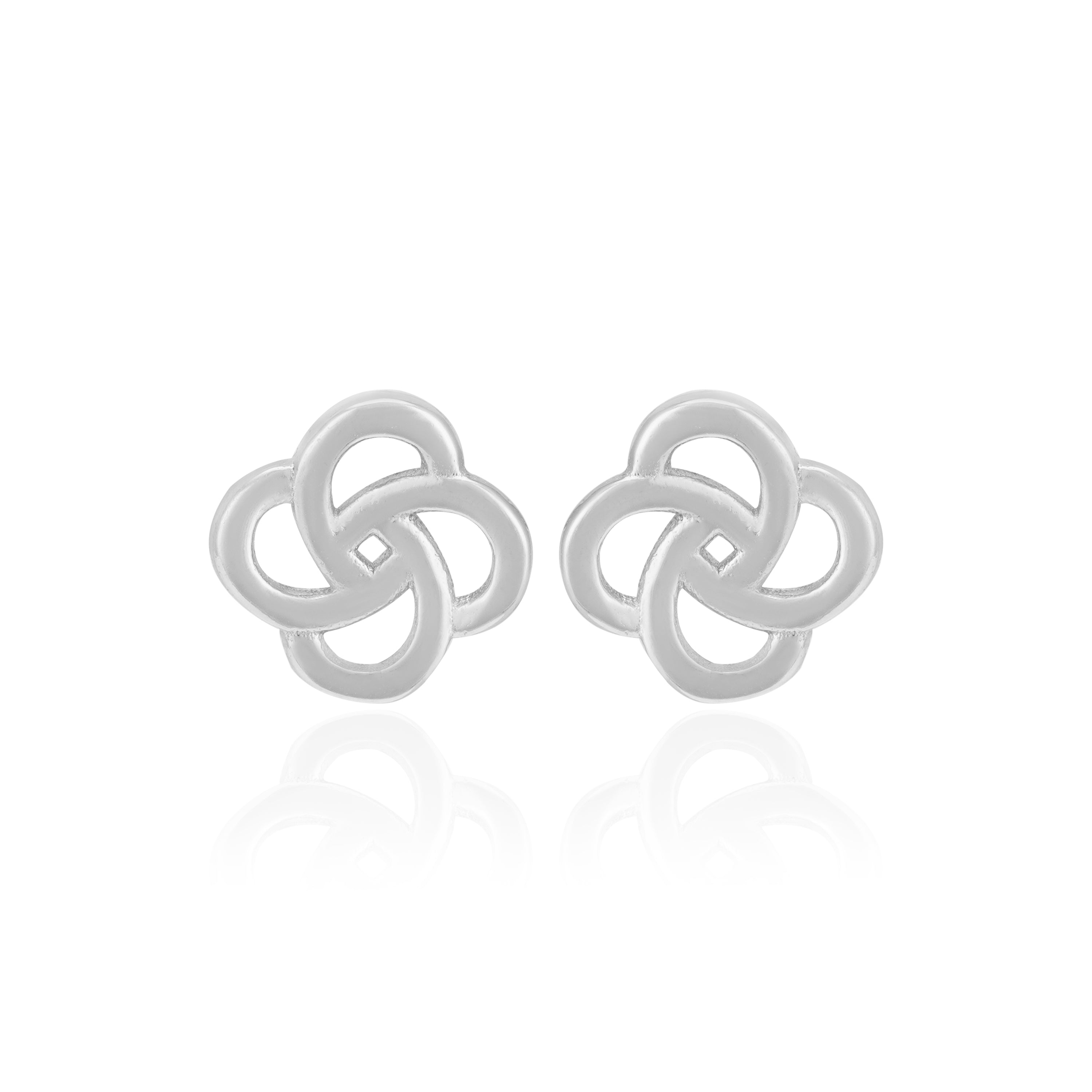 925 Sterling Silver Whirl Bloom Rhodium Plated Stud For Women