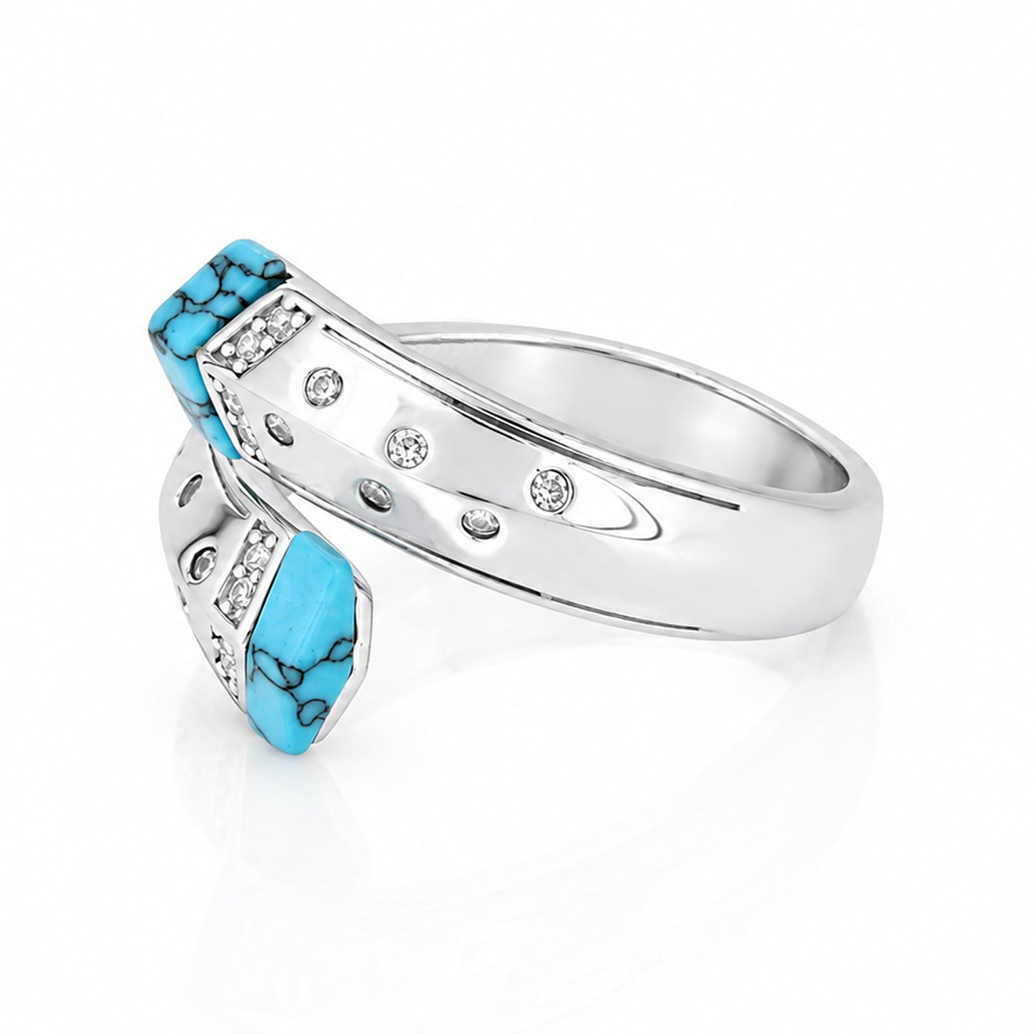 Stylish Blue Crossover Luxe Sparkle 925 Sterling Silver ring for women
