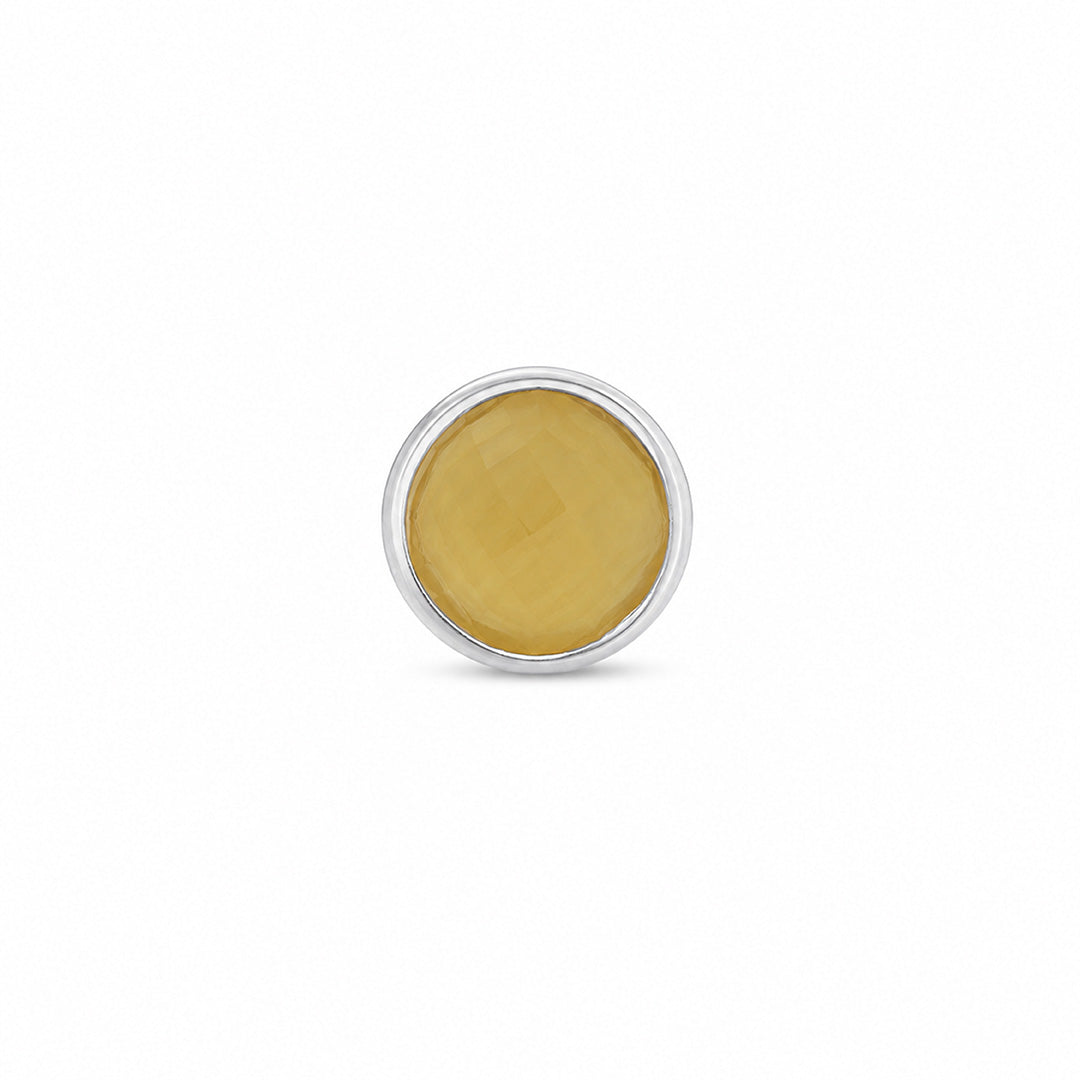 Sunshine Bezel Yellow Gemstone Silver Nosepin